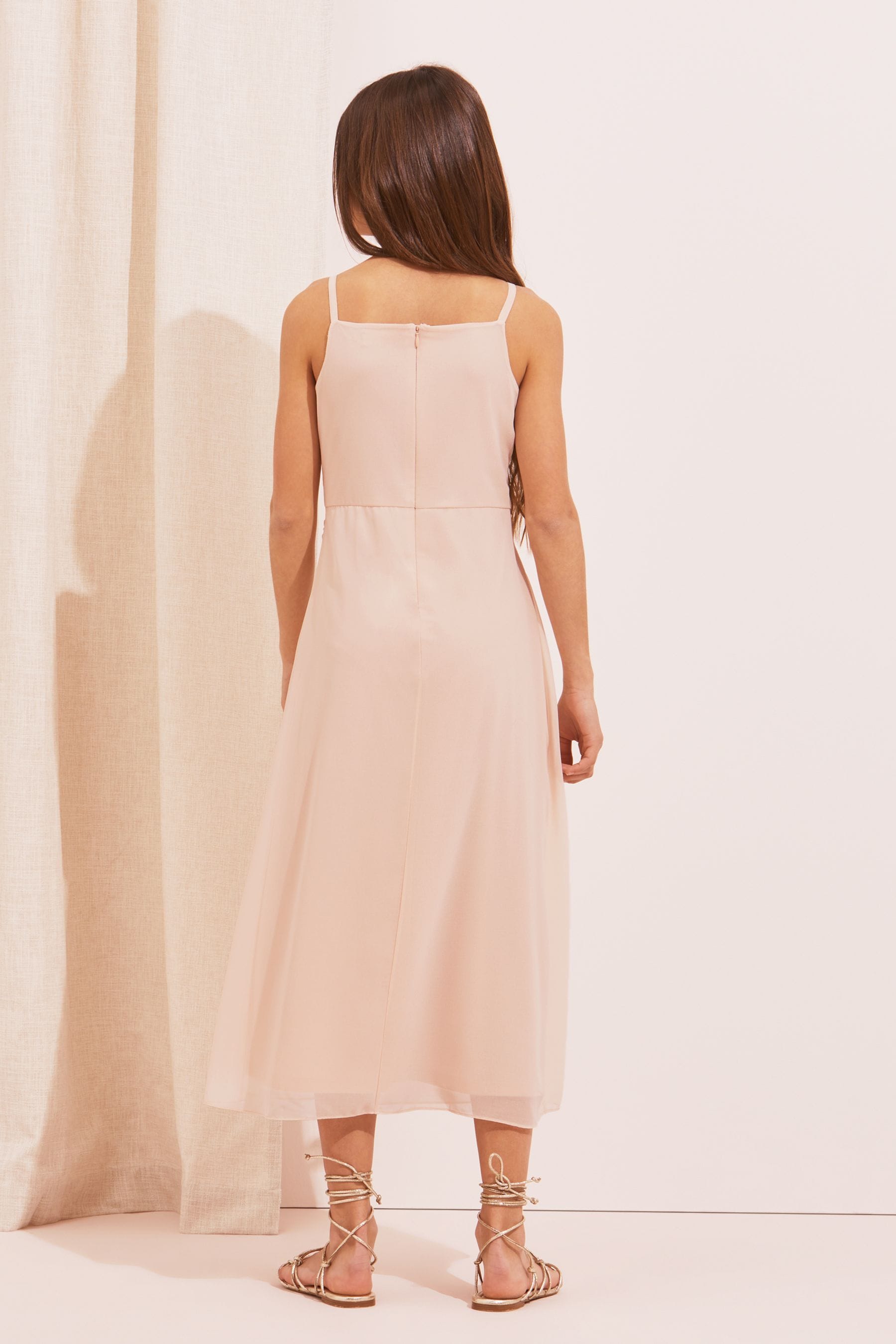 Pink Embellished Strap Maxi Occasion Dress