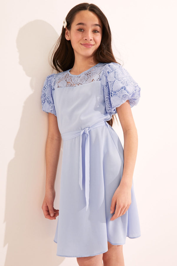 Blue Lace Yoke Dress