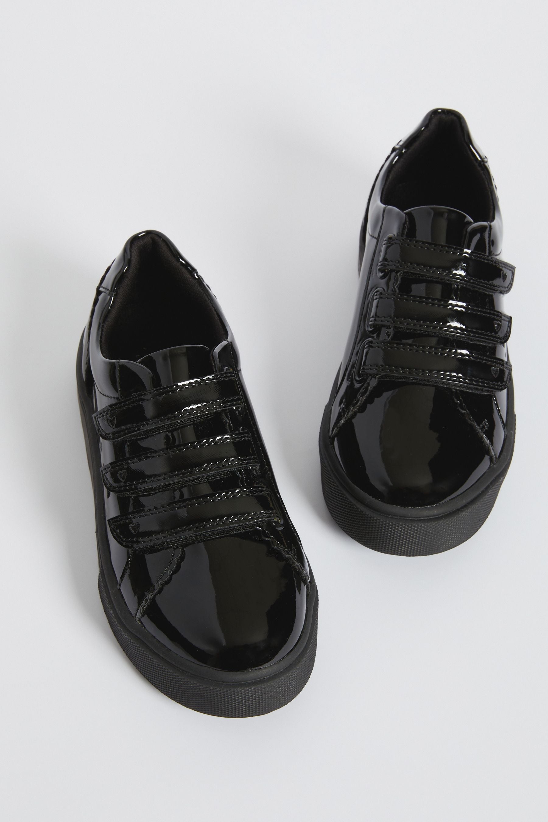 Black Patent Velcro School Trainer