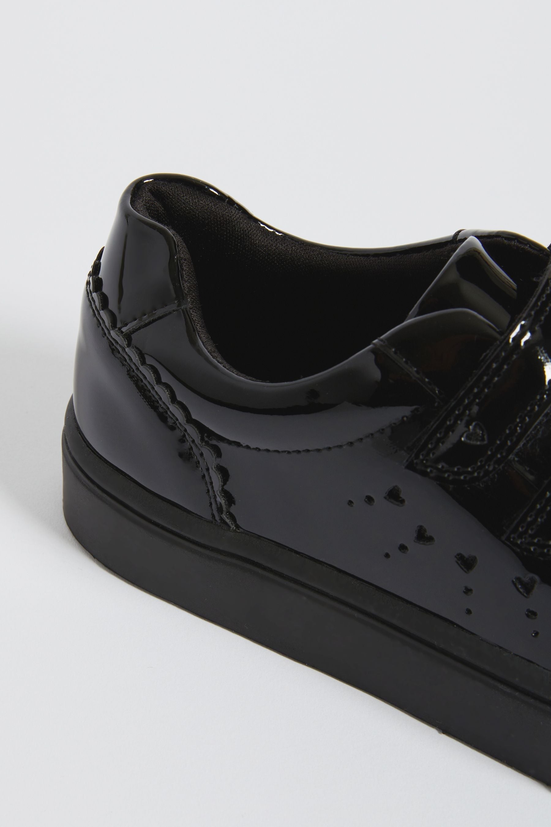 Black Patent Velcro School Trainer