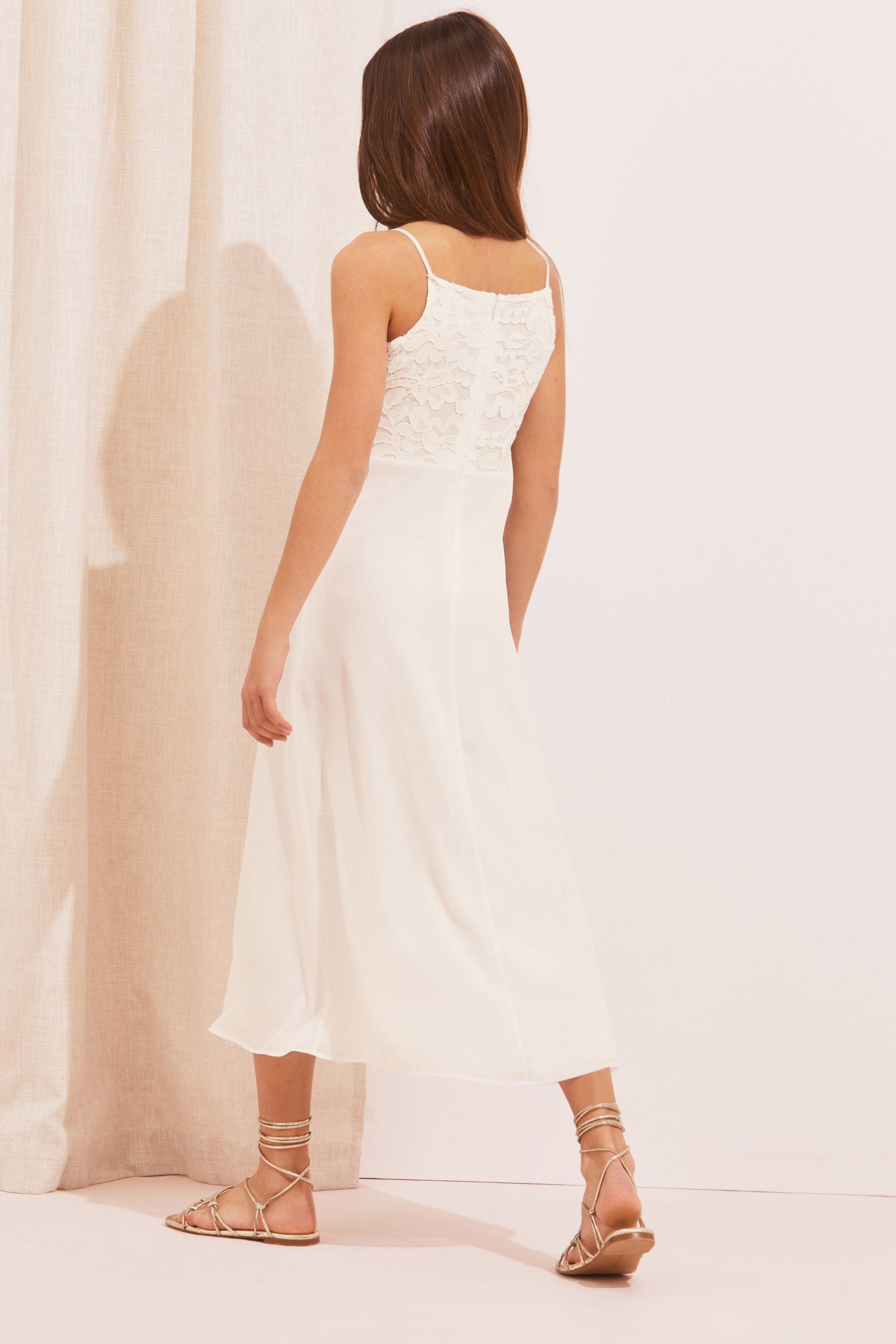 White Lace Strap Maxi Occasion Dress