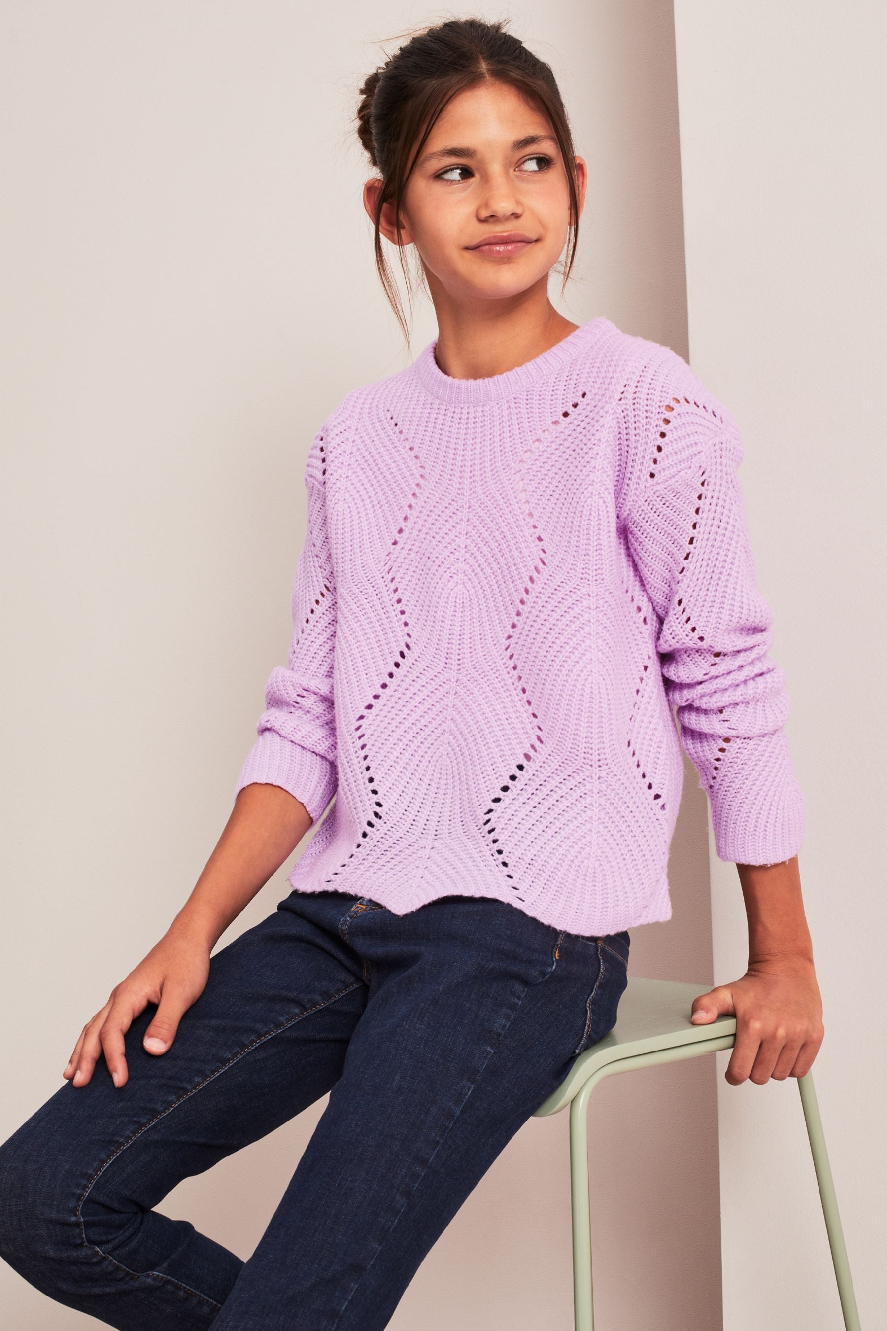 Purple Scallop Stitch Jumper