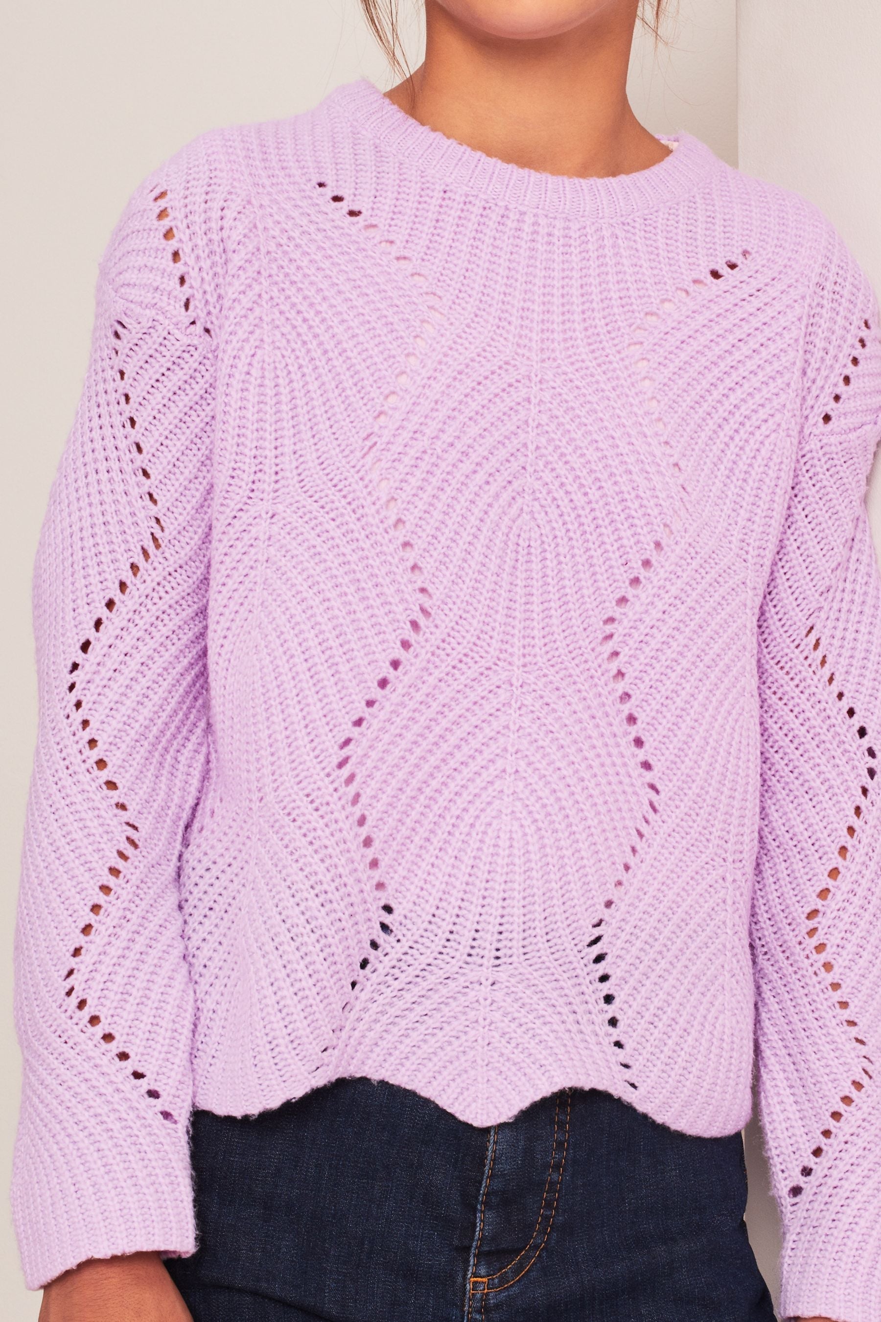 Purple Scallop Stitch Jumper