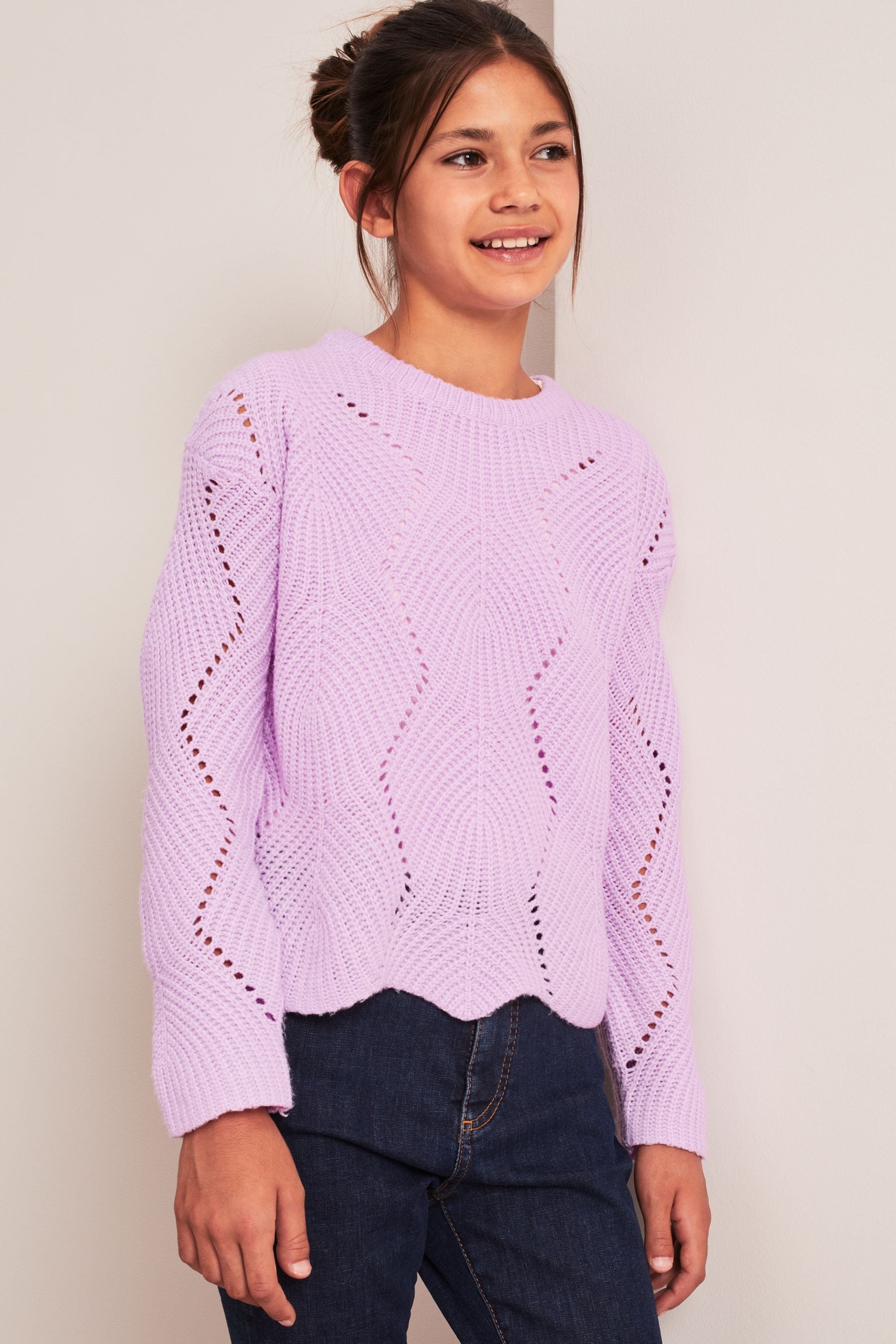 Purple Scallop Stitch Jumper