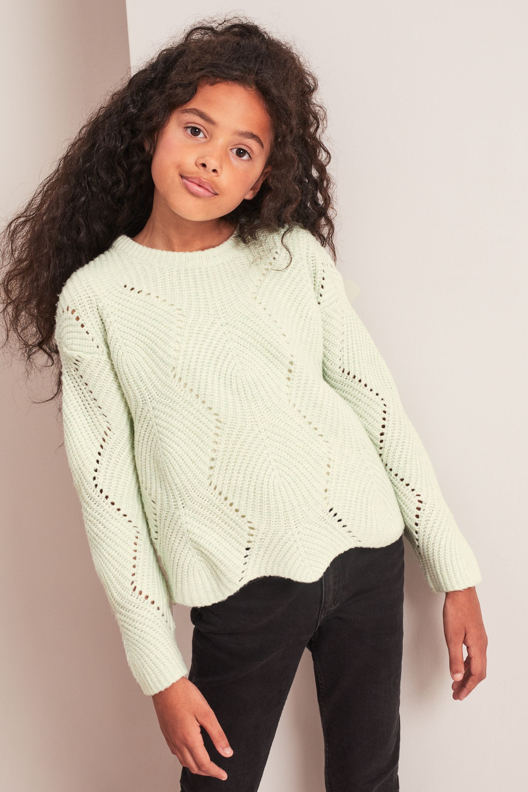 Green Scallop Stitch Jumper