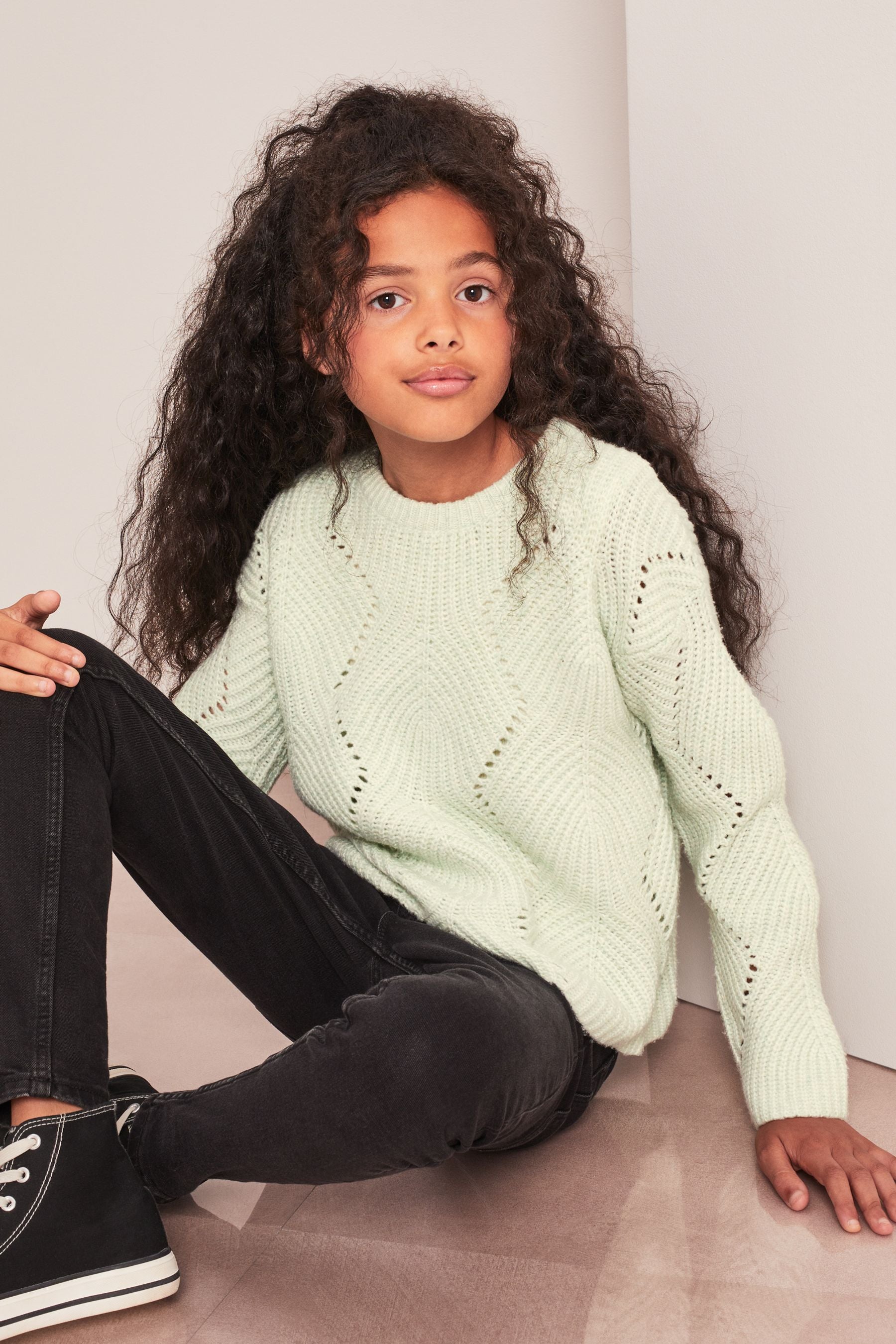 Green Scallop Stitch Jumper