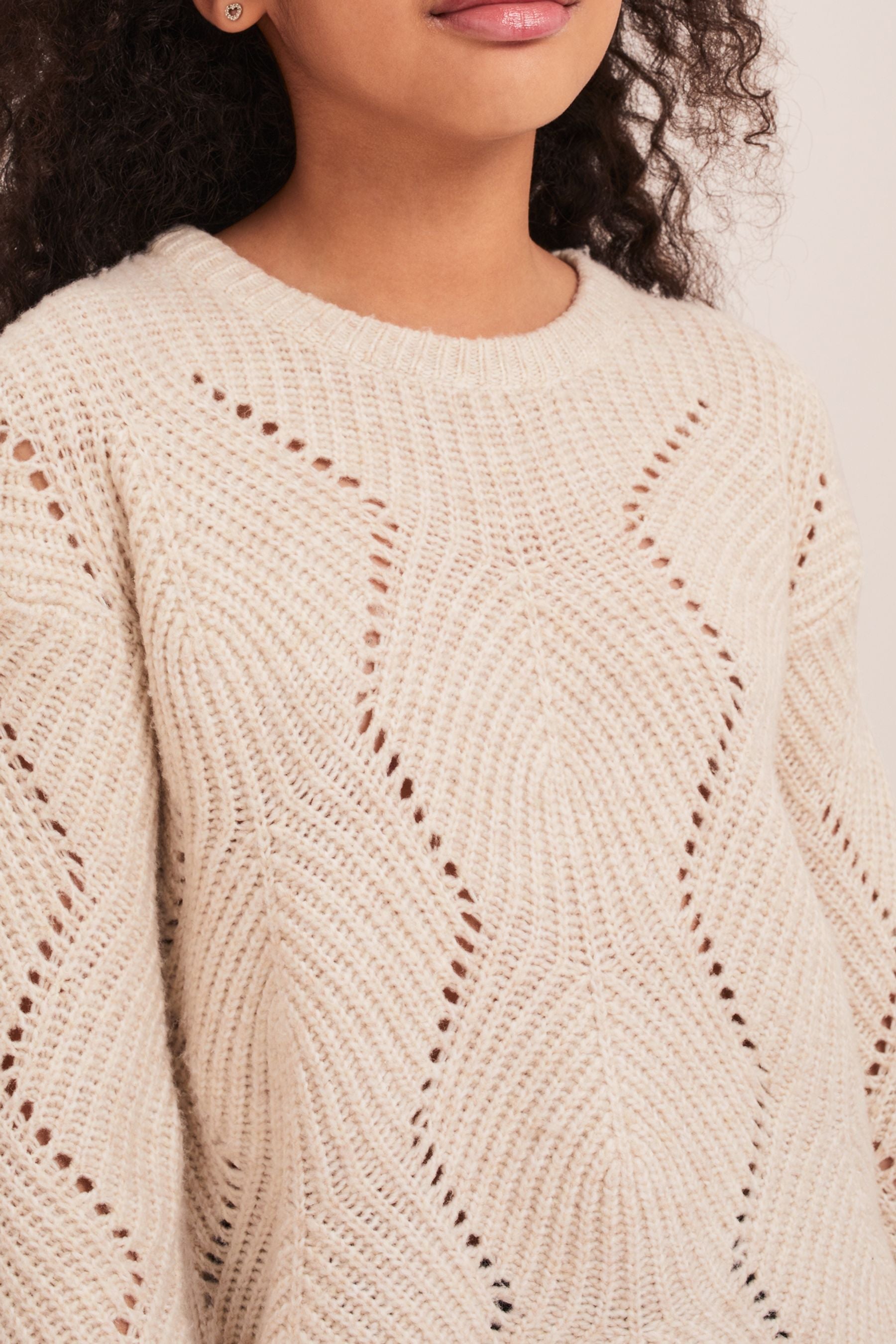 Cream Scallop Stitch Jumper