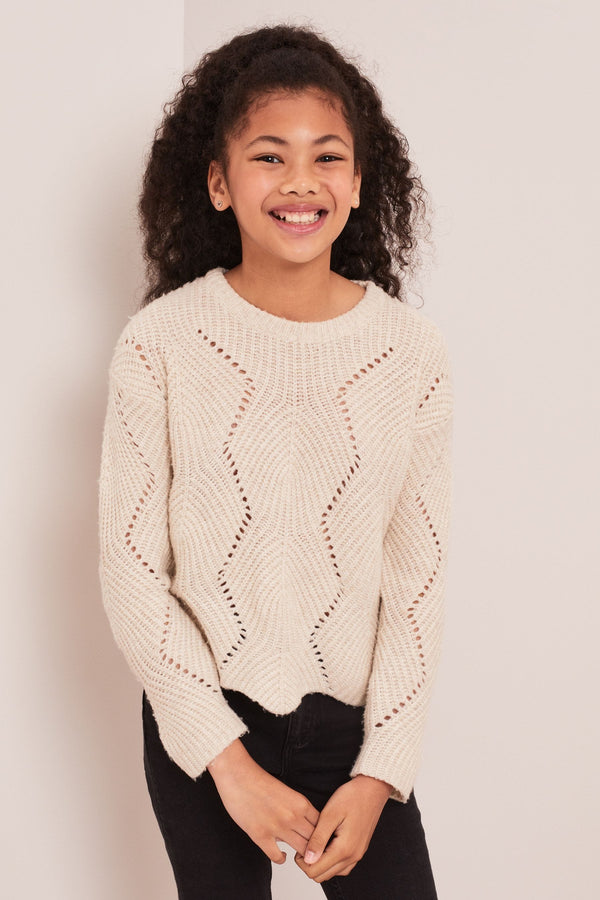 Cream Scallop Stitch Jumper