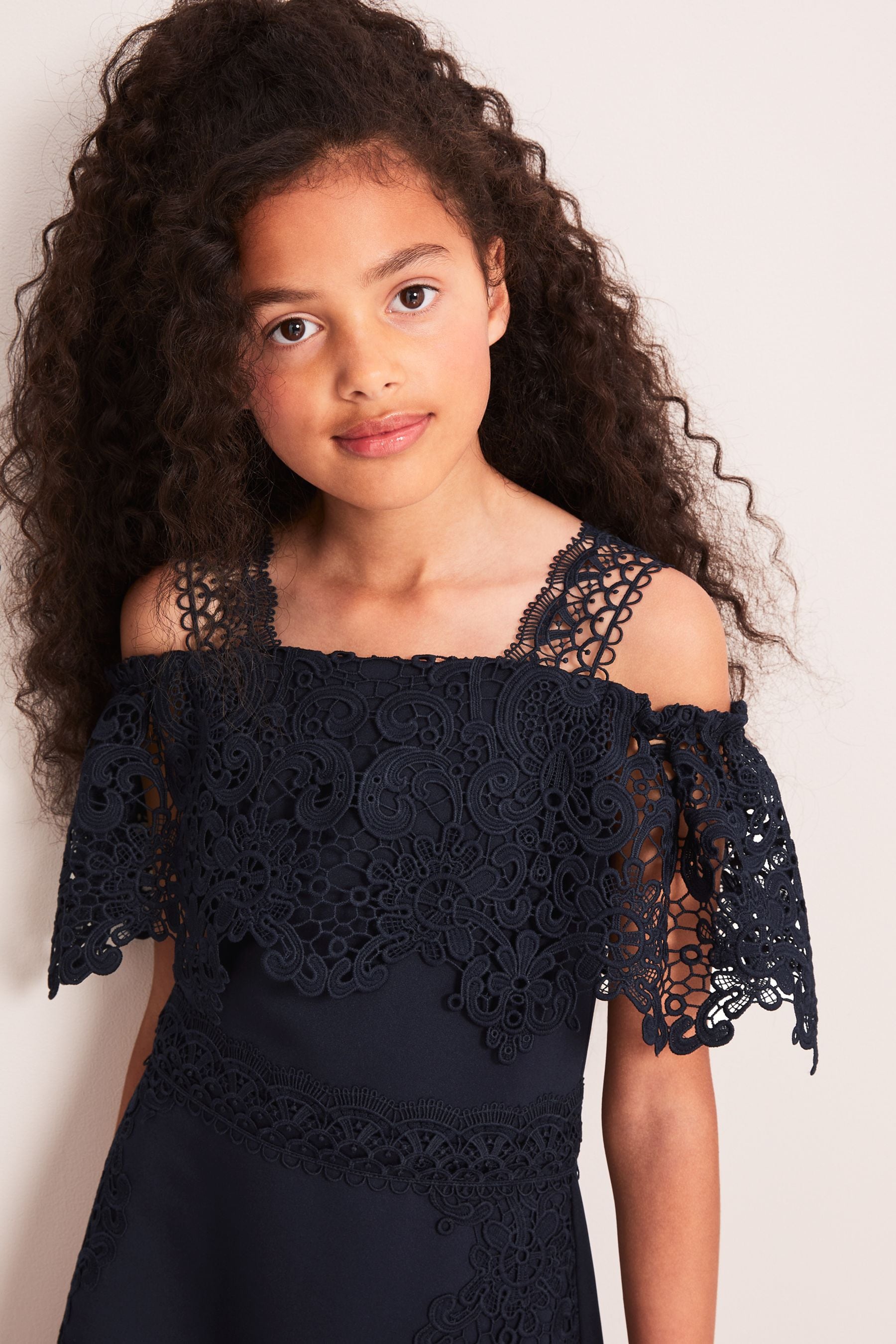 Navy Lace Mix Scuba Occasion Dress