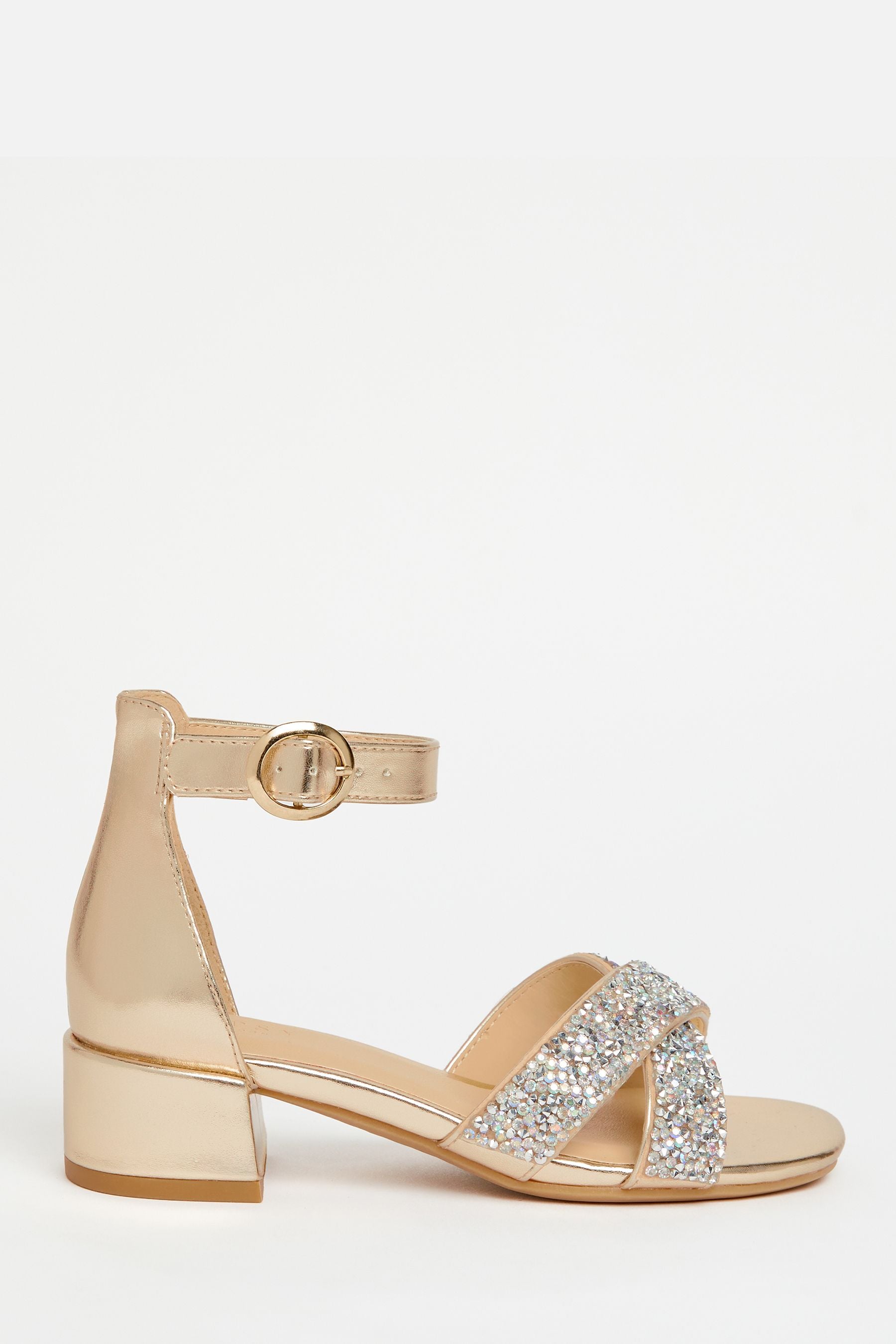 Gold Lipsy Low Block Heel Occasion Sandal