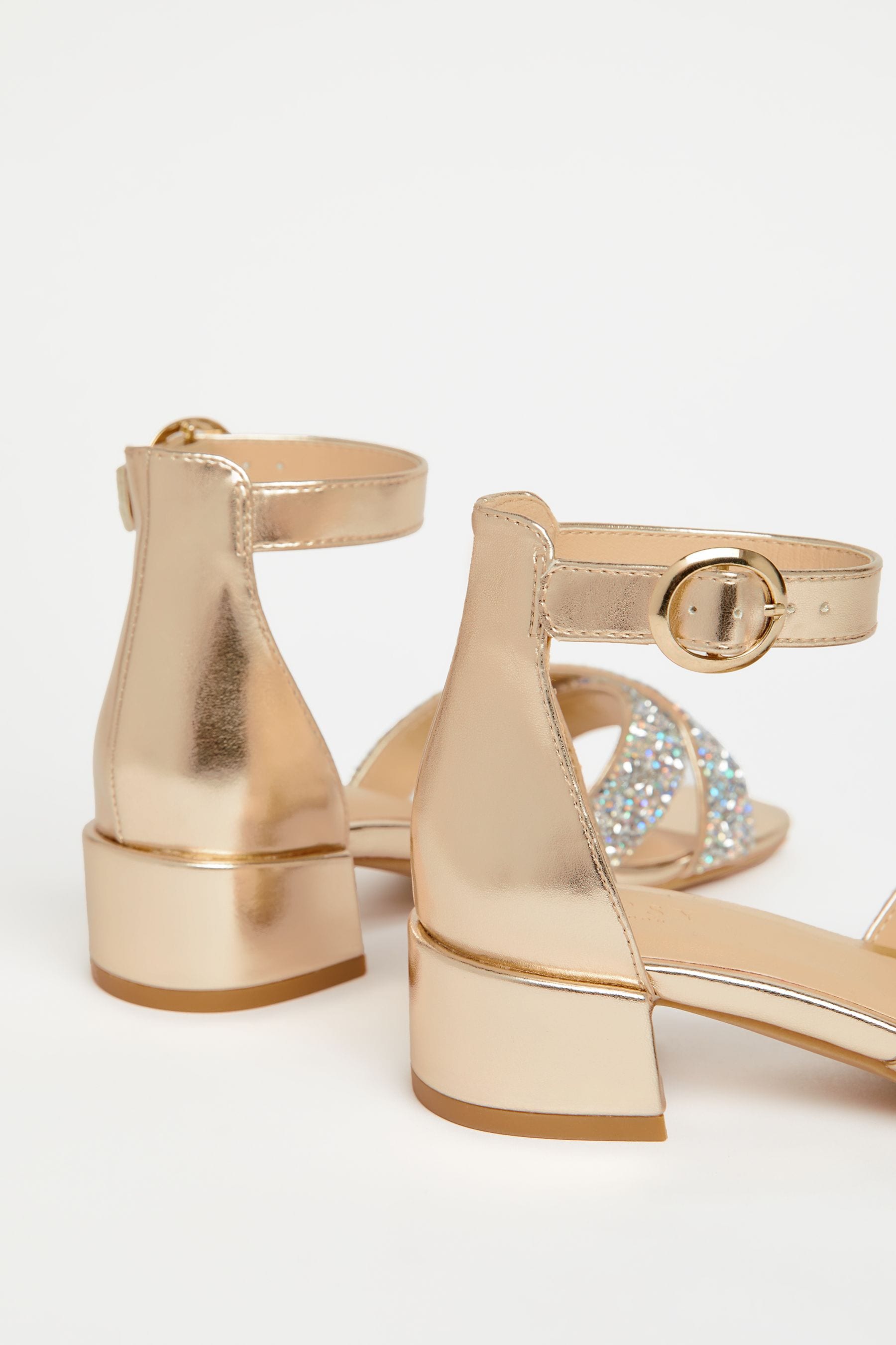 Gold Lipsy Low Block Heel Occasion Sandal