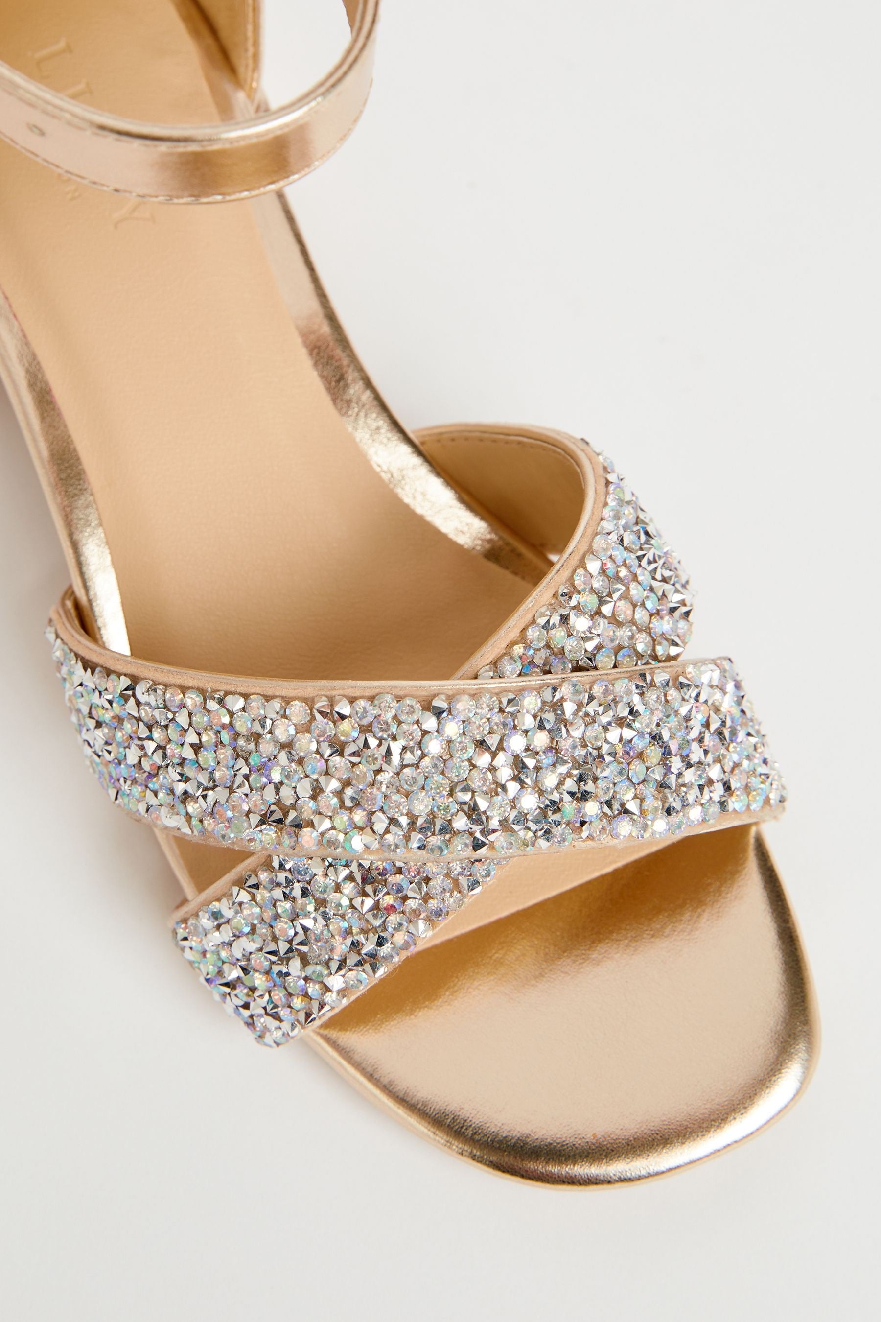 Gold Lipsy Low Block Heel Occasion Sandal