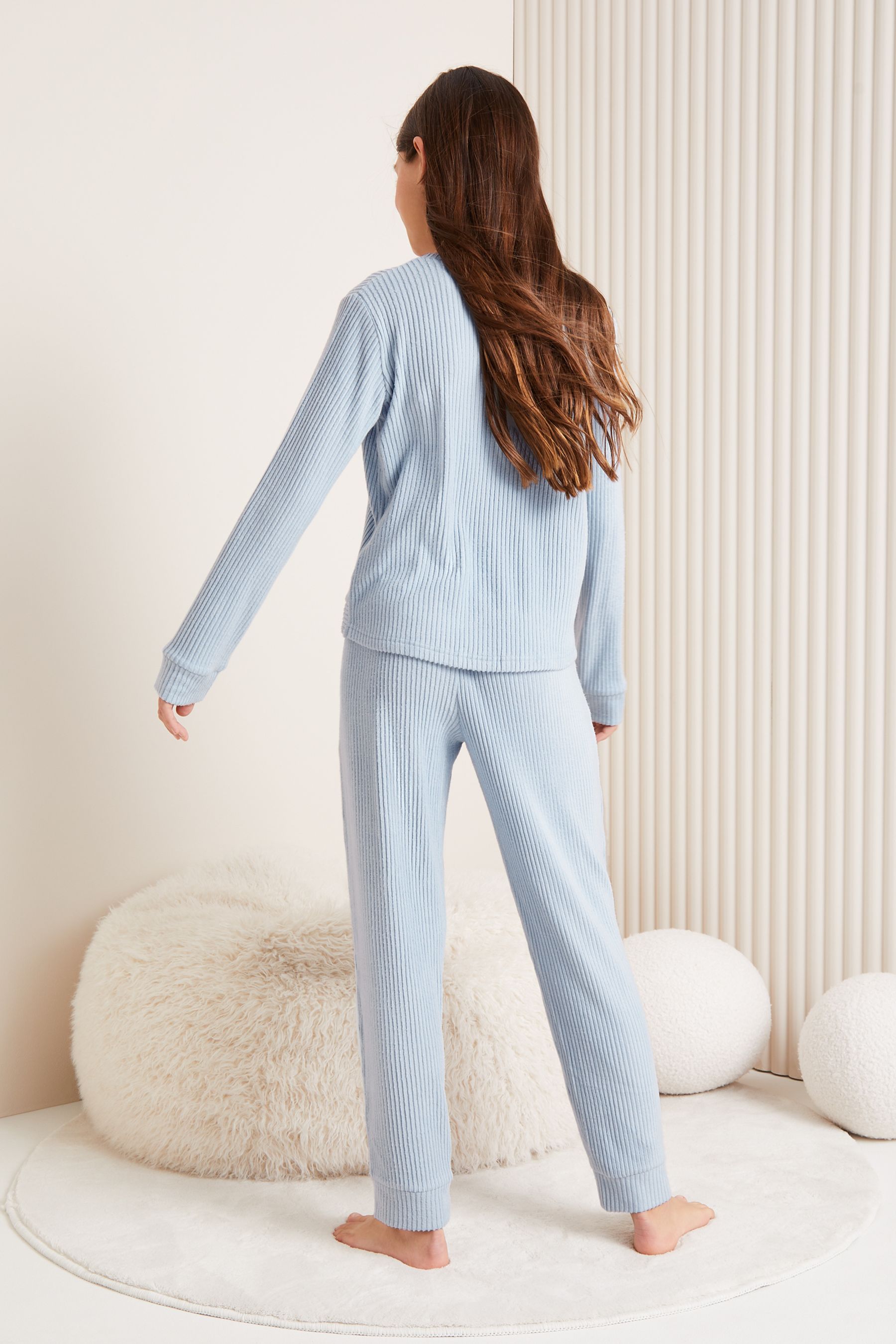 Light Blue Cosy Knot Front Pyjamas (5-16yrs)