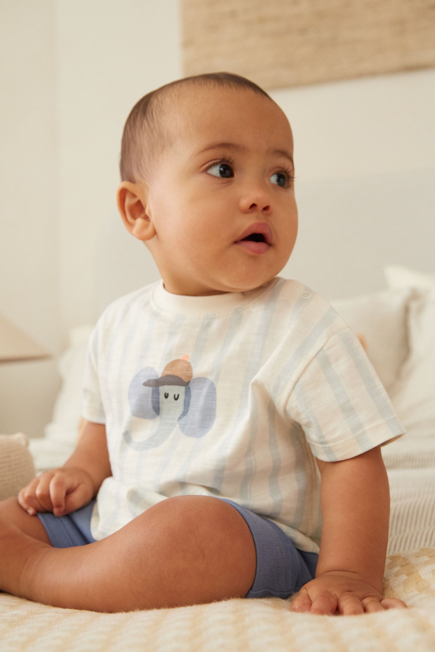 Blue Elephant Baby T-Shirt And Shorts 2 Piece Set