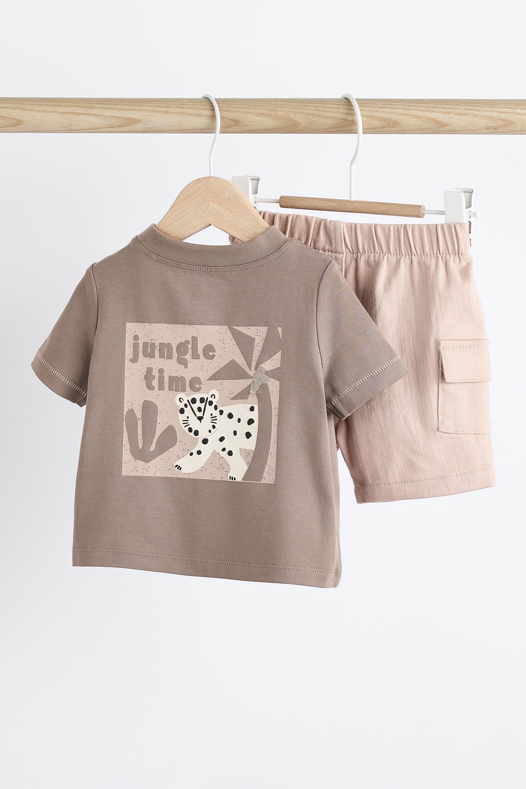 Black/White Cheetah Baby T-Shirt and Shorts 2 Piece Set