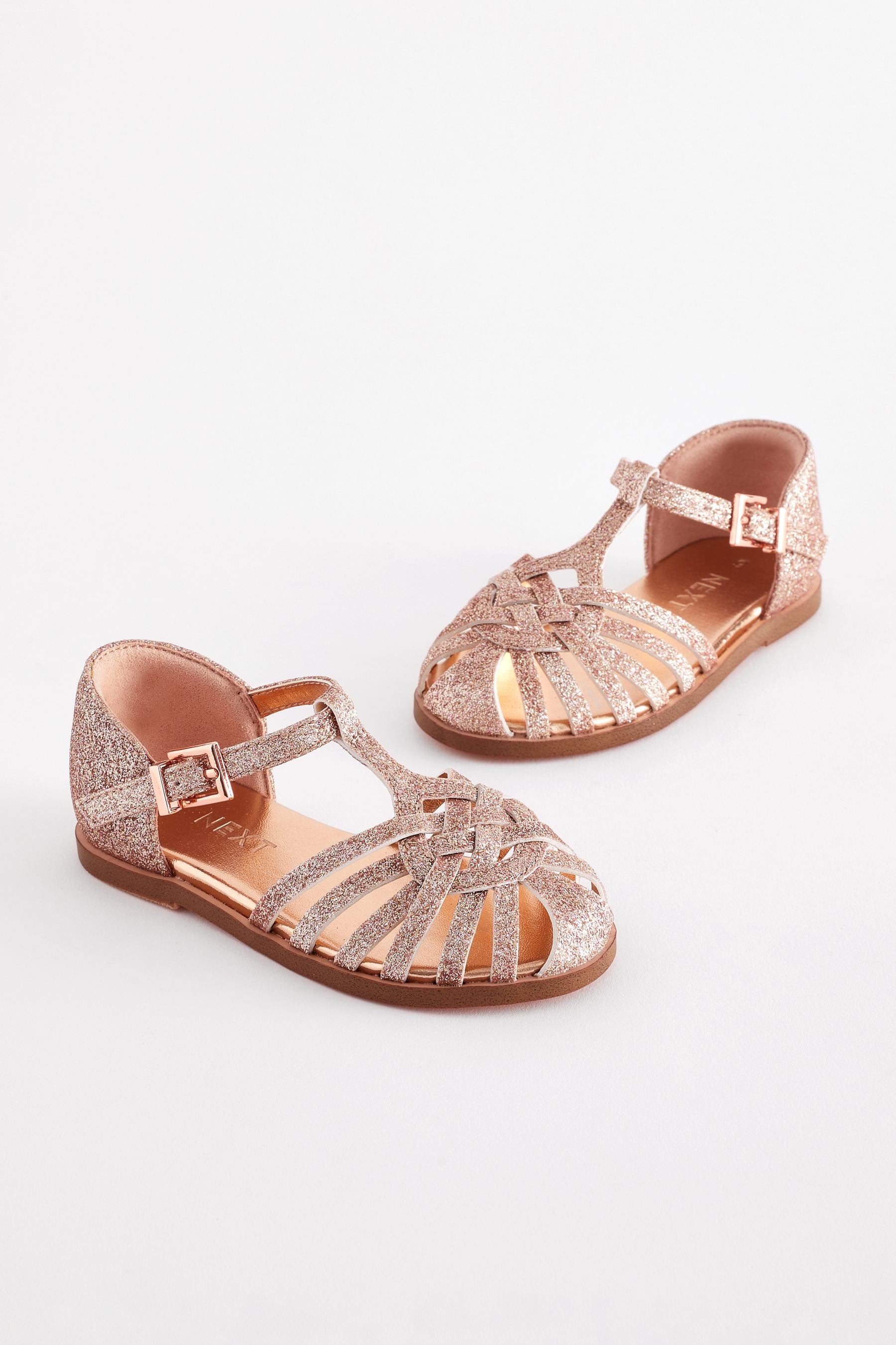 Pink Glitter Fisherman Occasion Sandals