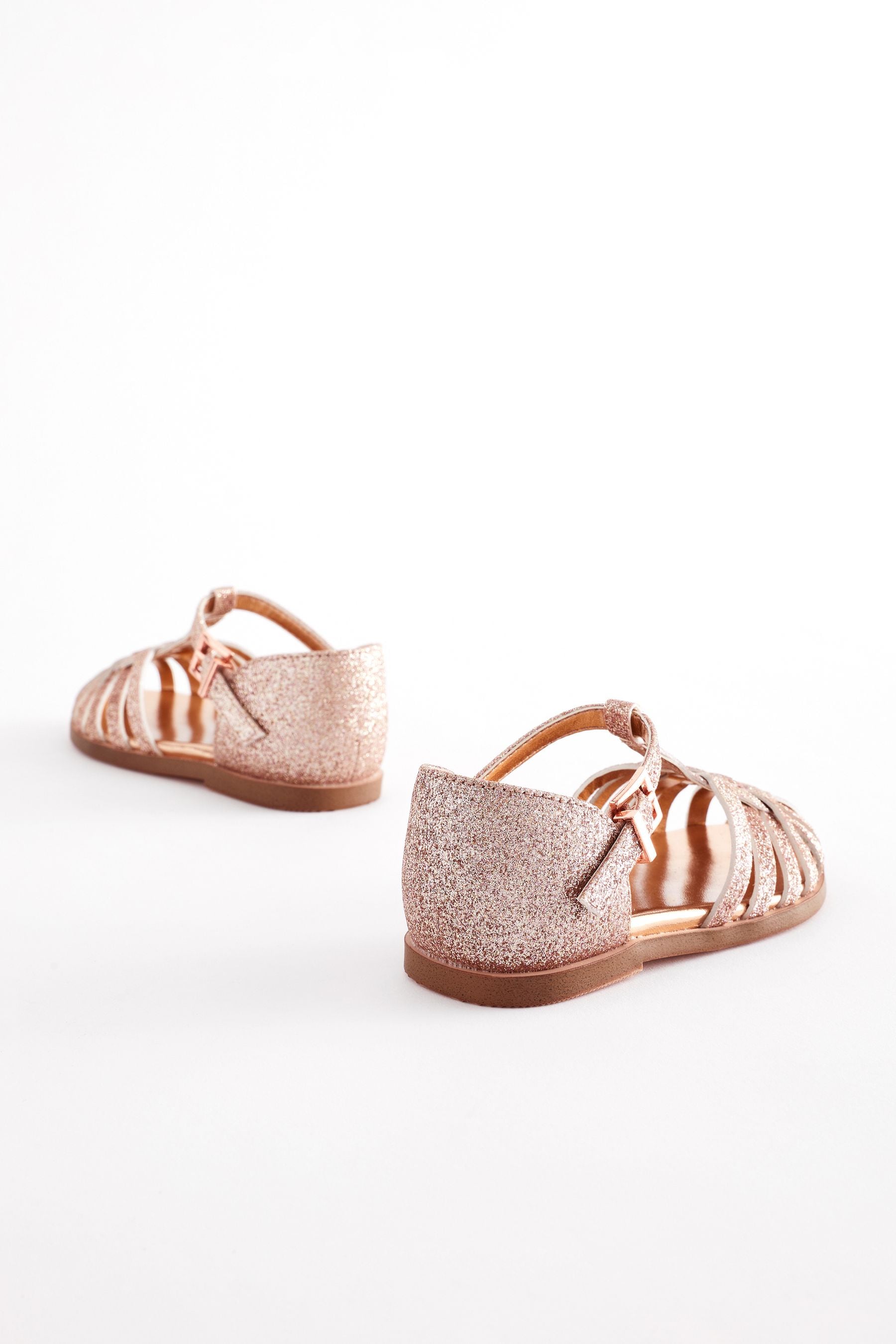 Pink Glitter Fisherman Occasion Sandals