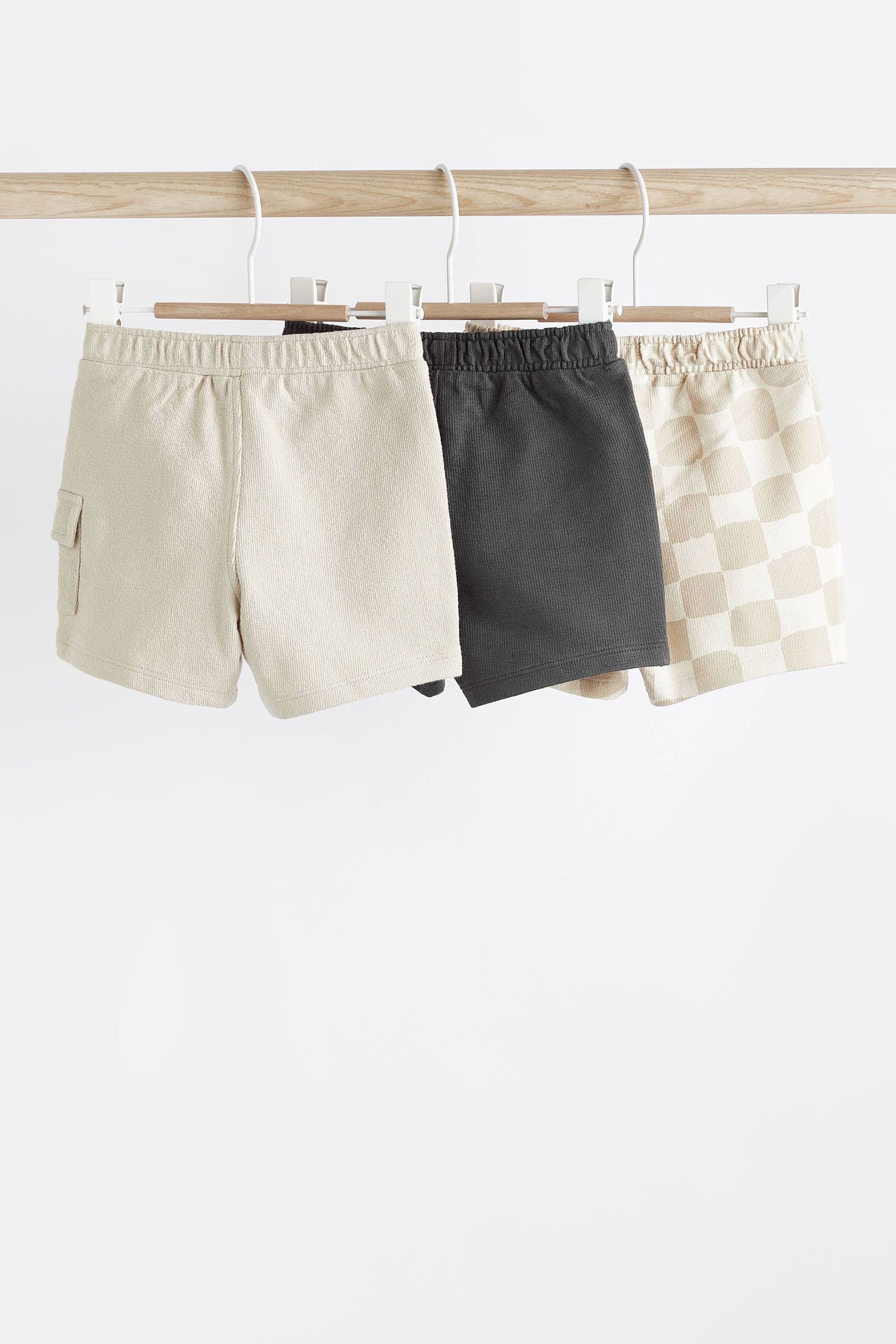 Monochrome Baby Textured Shorts 3 Pack