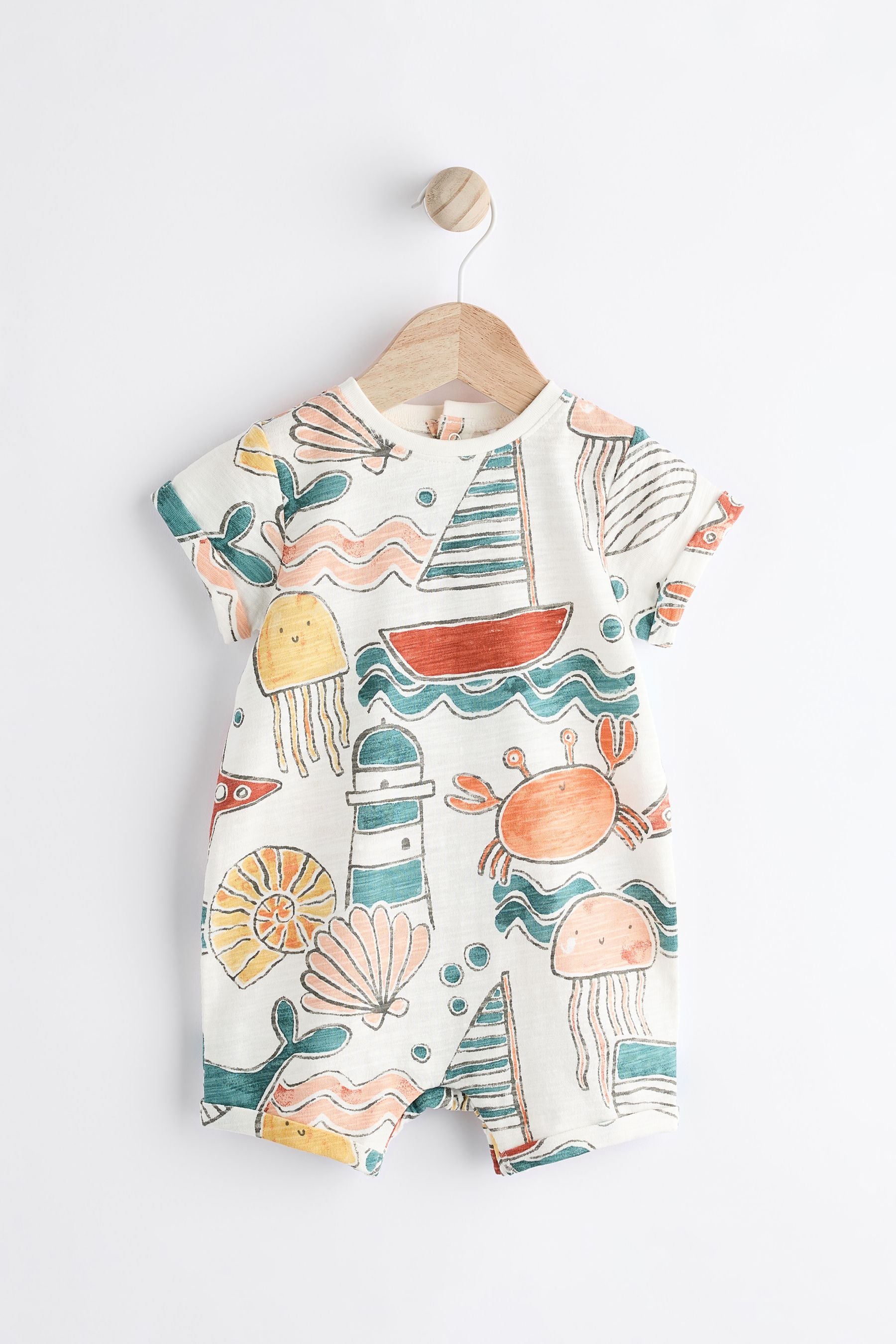 Multi Sea Character Baby Jersey Romper