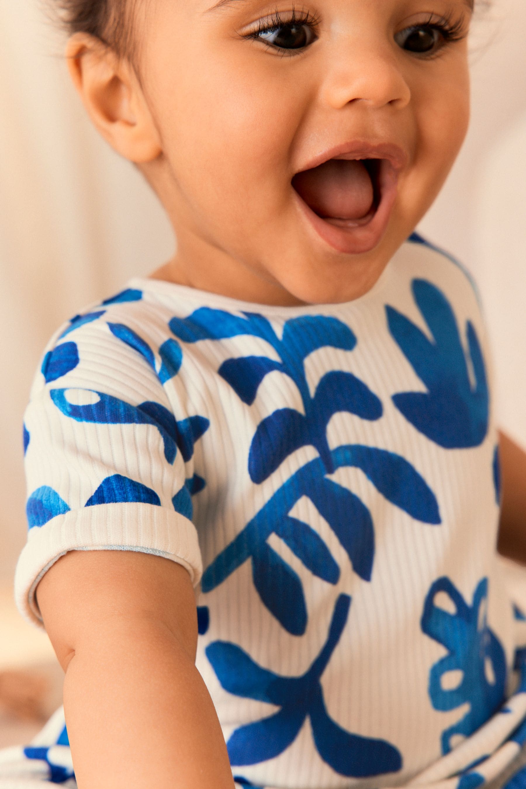 Blue/White Baby 100% Cotton Jersey Romper