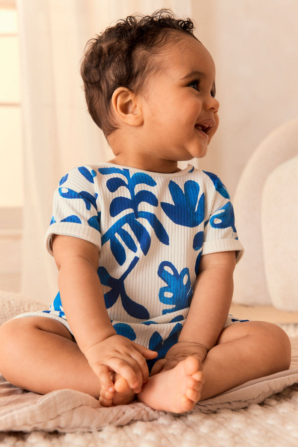 Blue/White Baby 100% Cotton Jersey Romper