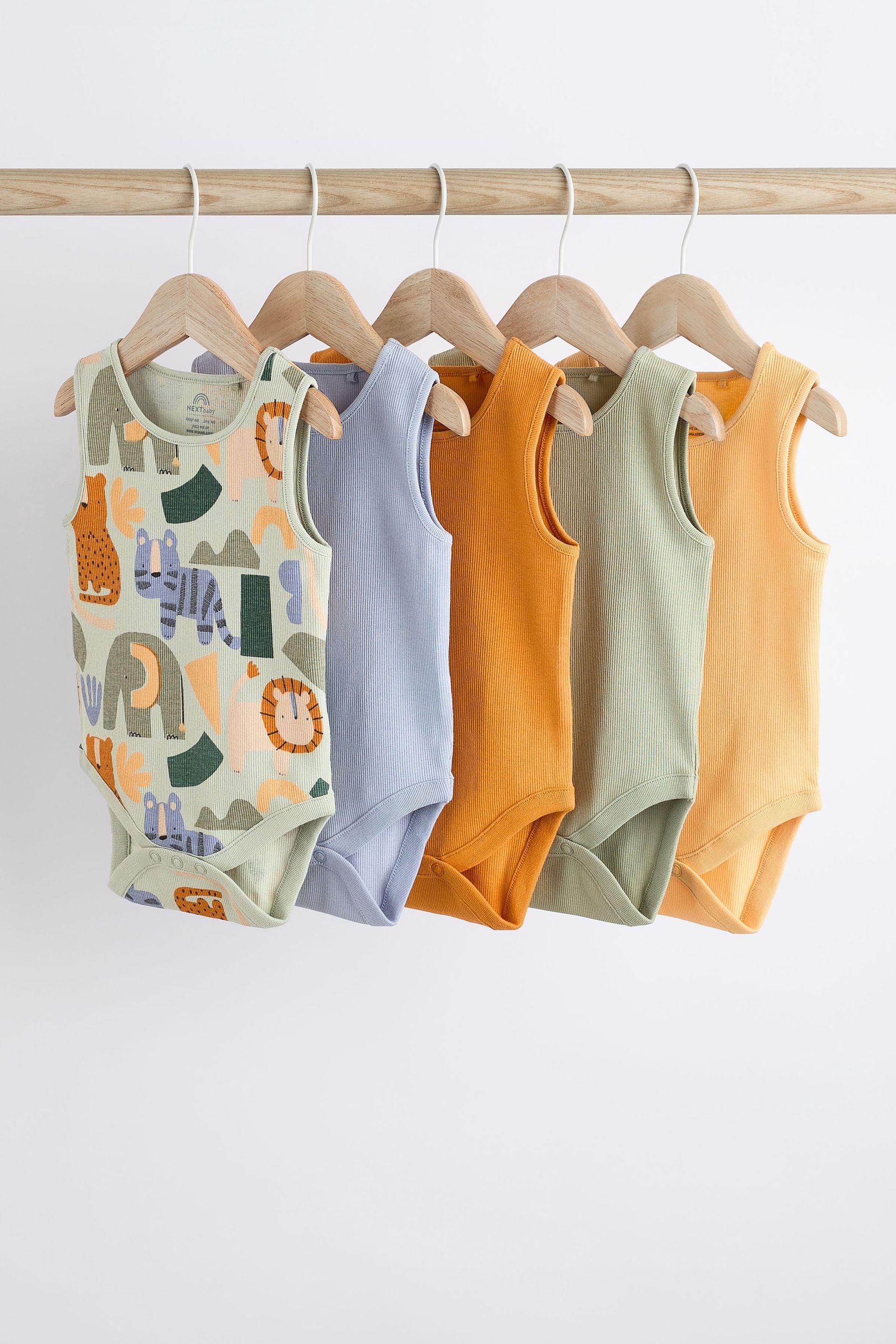 Muted Character Baby Bodysuits 5 Pack