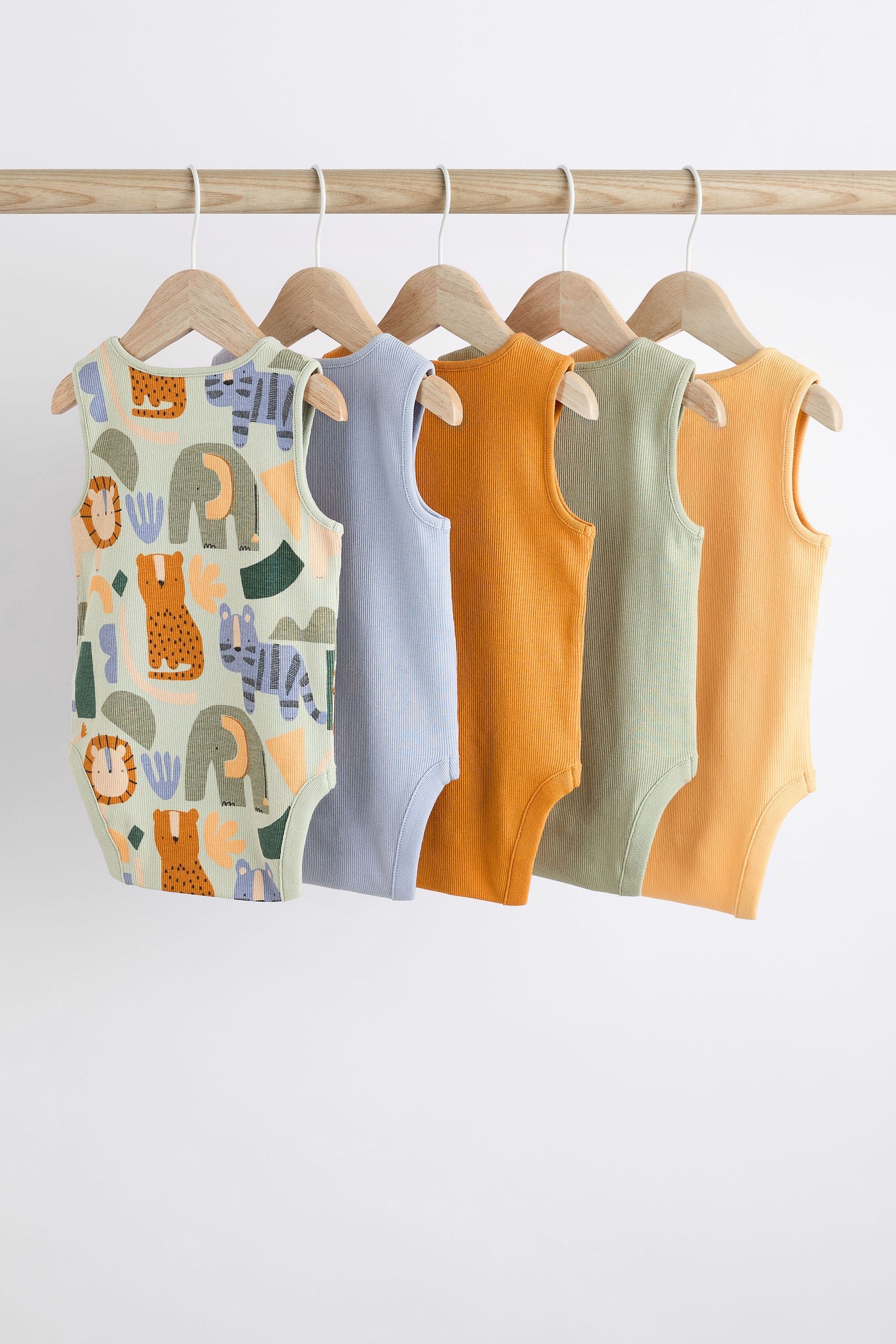 Muted Character Baby Bodysuits 5 Pack