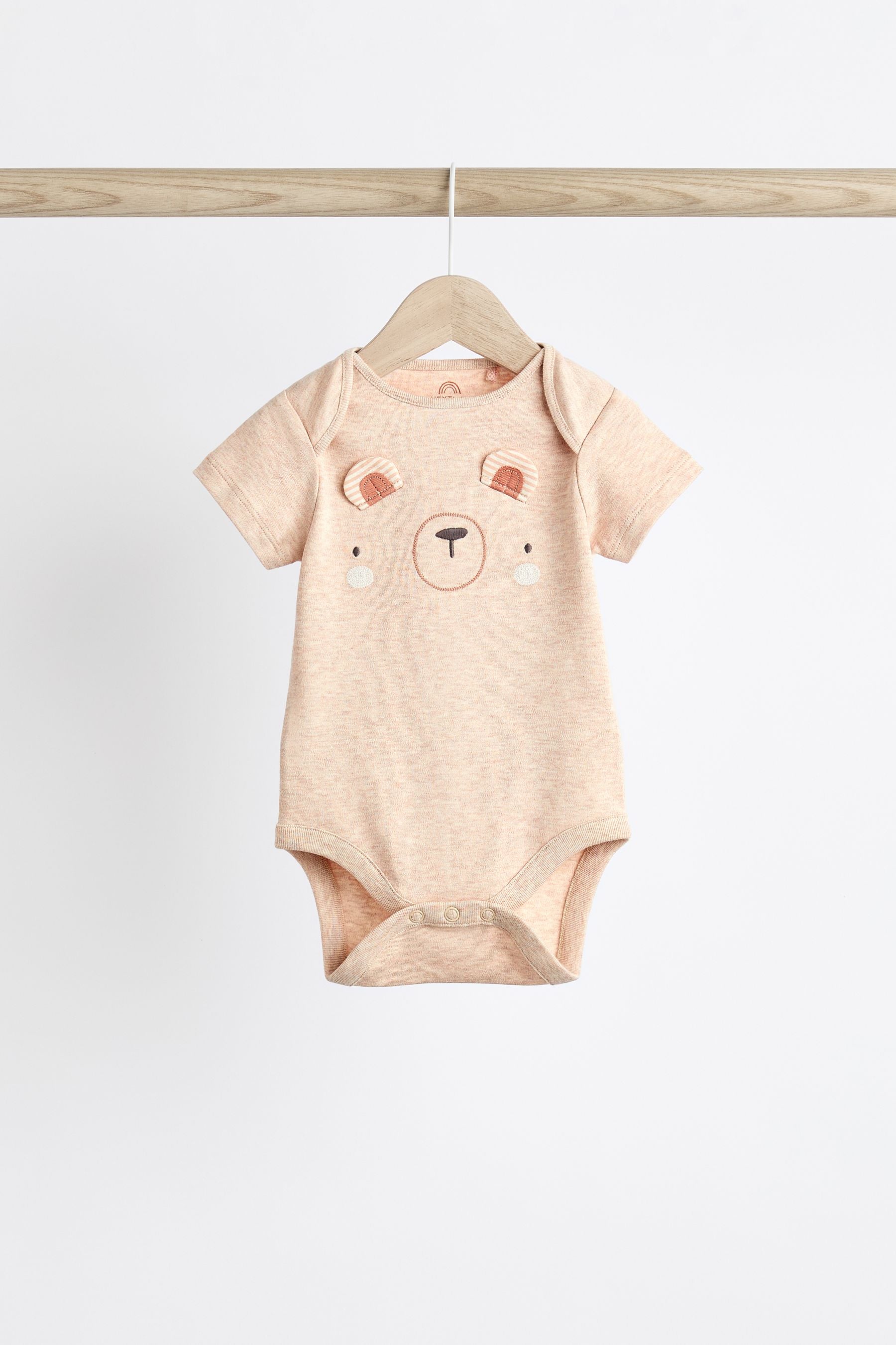 Neutral Bear Short Sleeve Baby Bodysuits 3 Pack