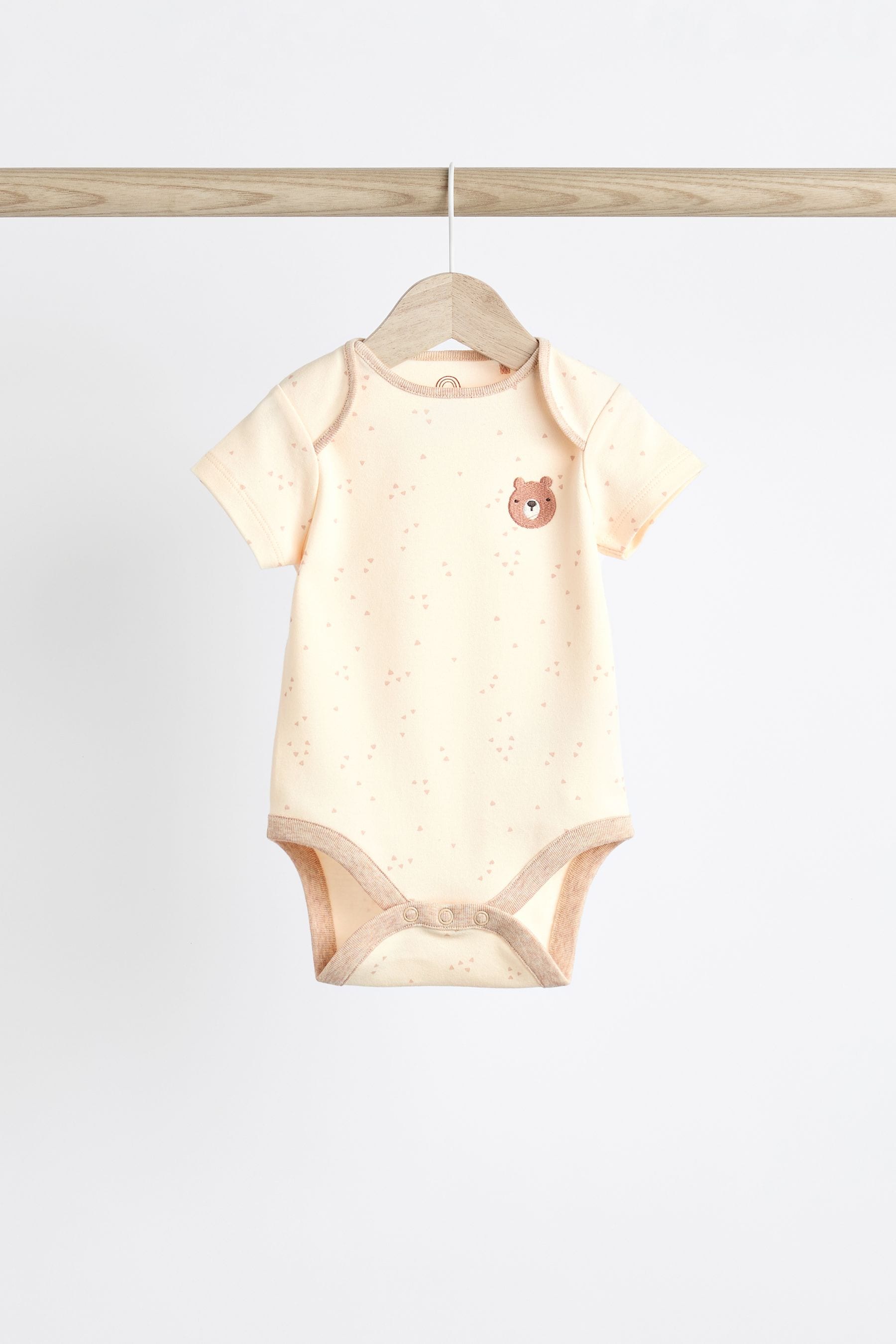 Neutral Bear Short Sleeve Baby Bodysuits 3 Pack