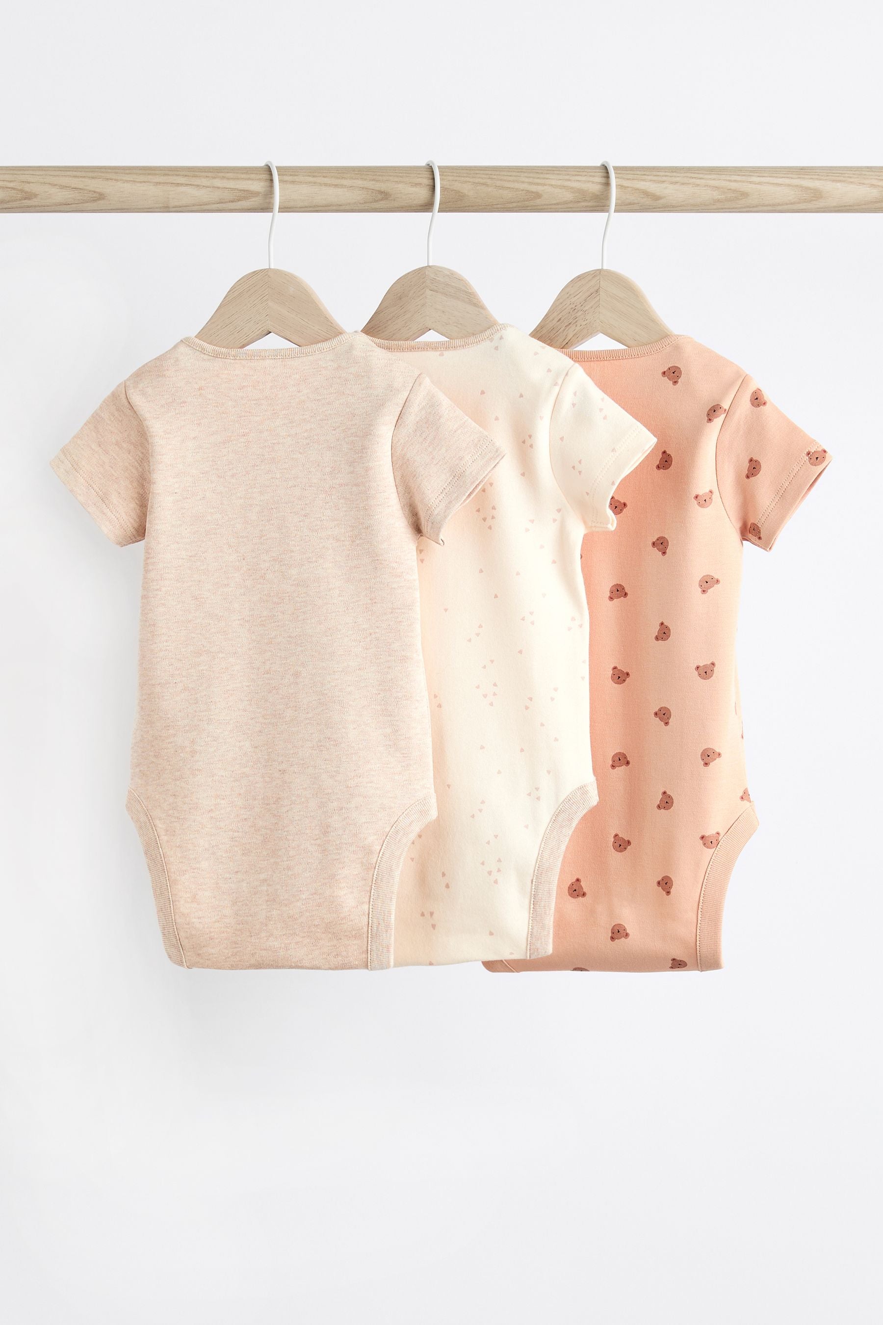 Neutral Bear Short Sleeve Baby Bodysuits 3 Pack