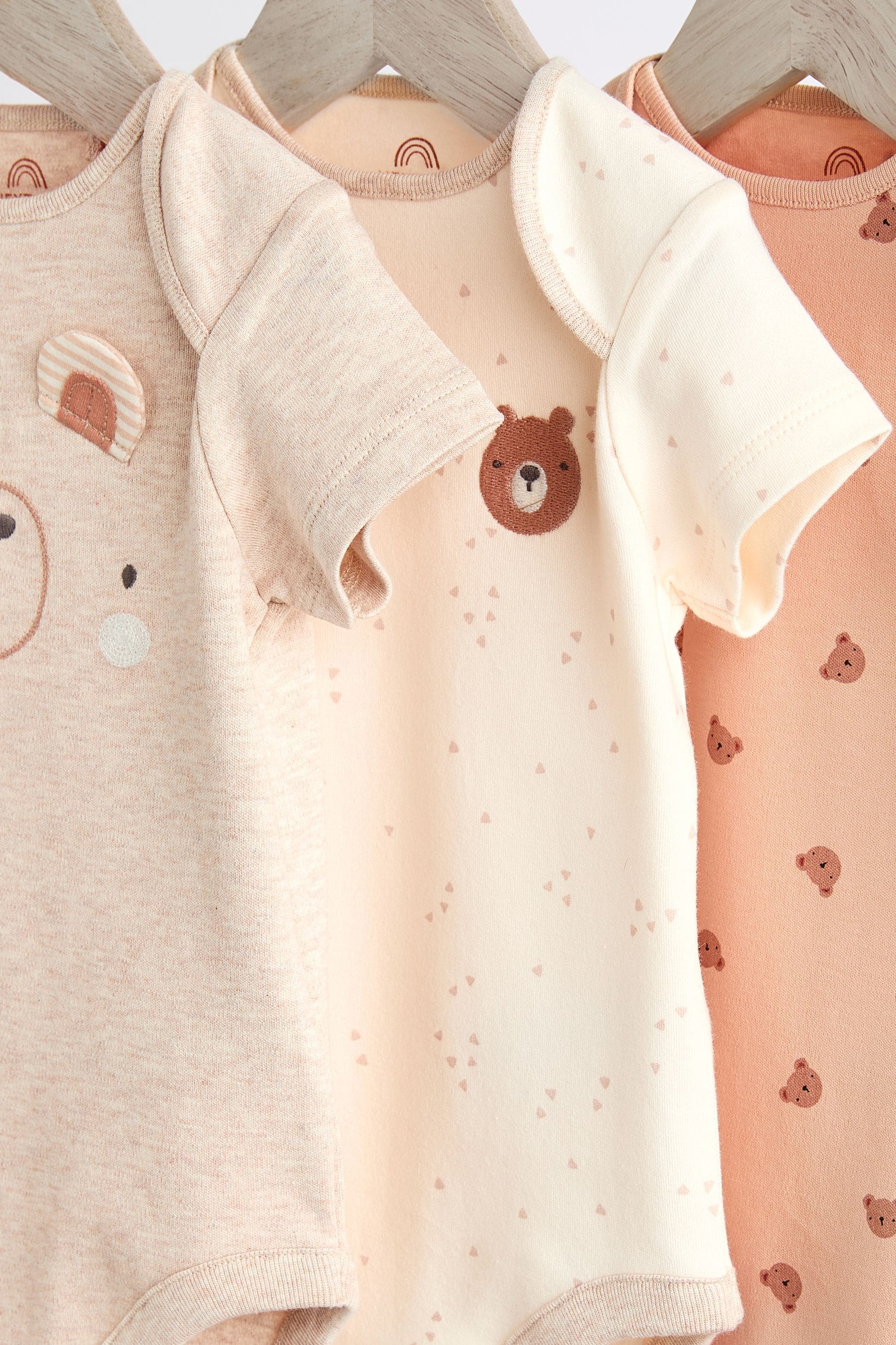 Neutral Bear Short Sleeve Baby Bodysuits 3 Pack