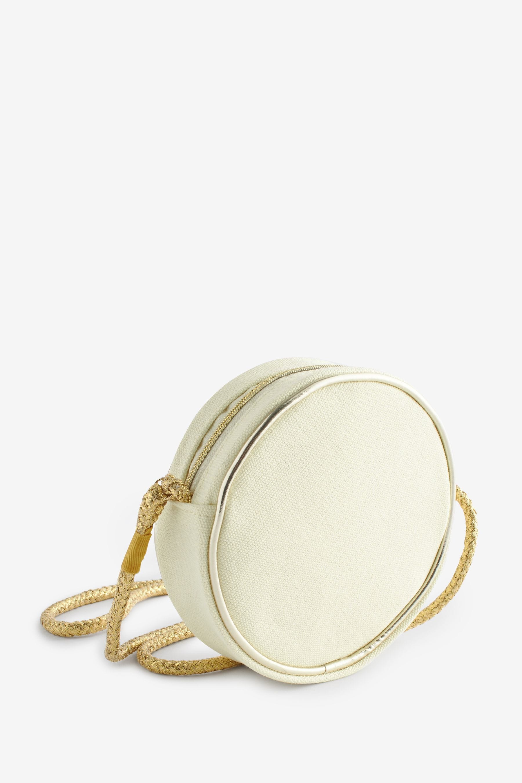 Cream R Initial Patch Canvas Bag