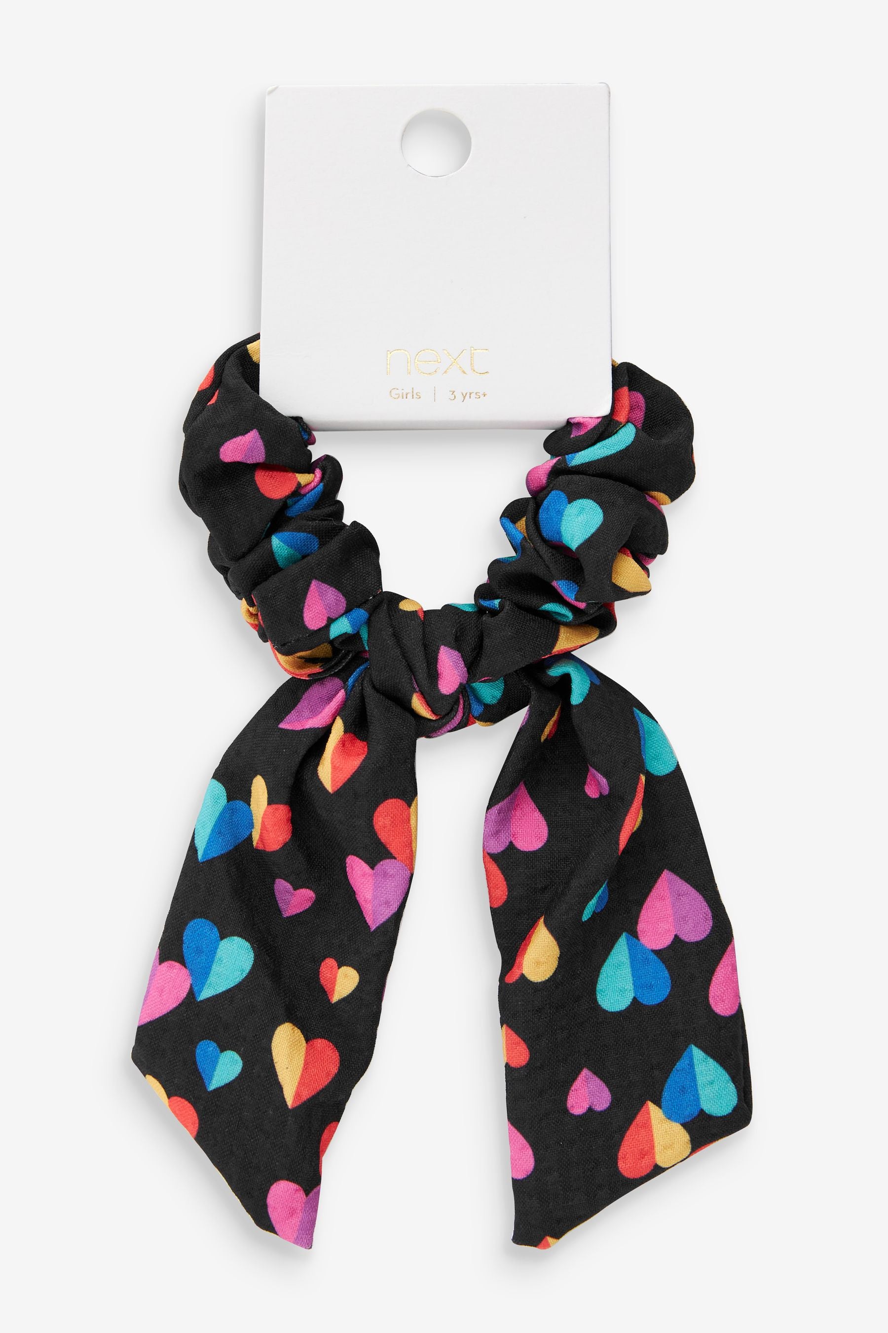 Black Heart Print Bow Scrunchie