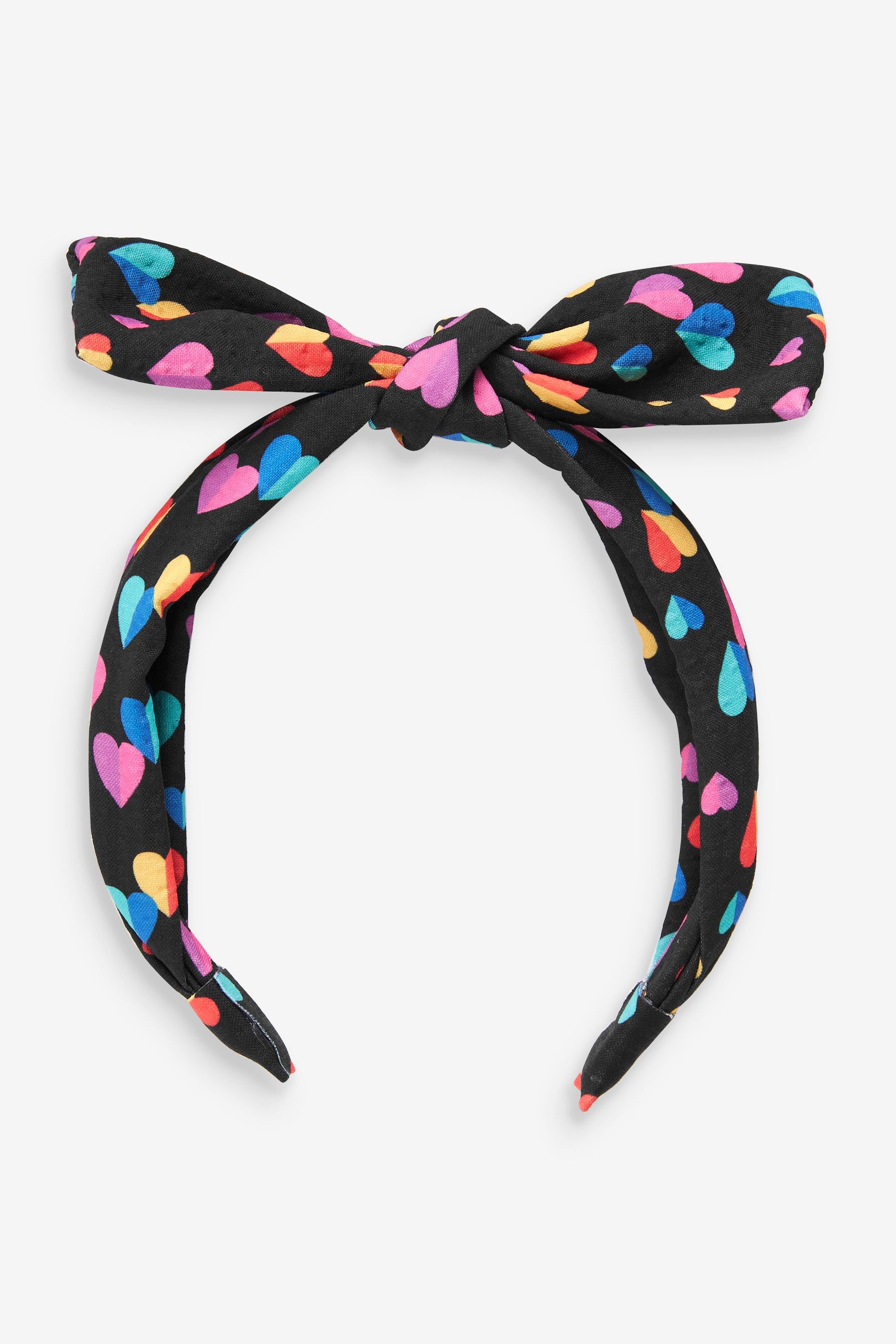 Black Heart Print Bow Aliceband