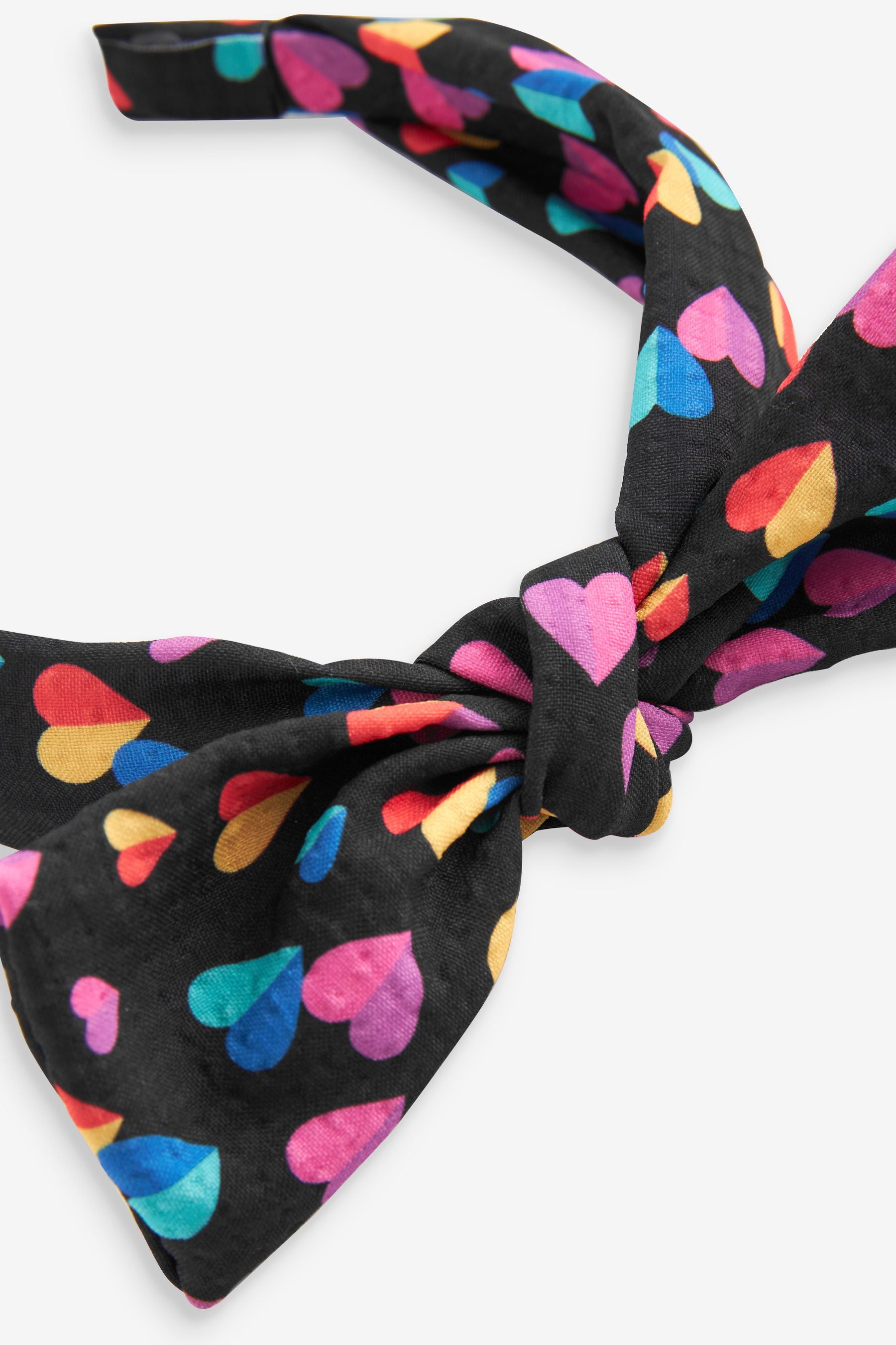 Black Heart Print Bow Aliceband