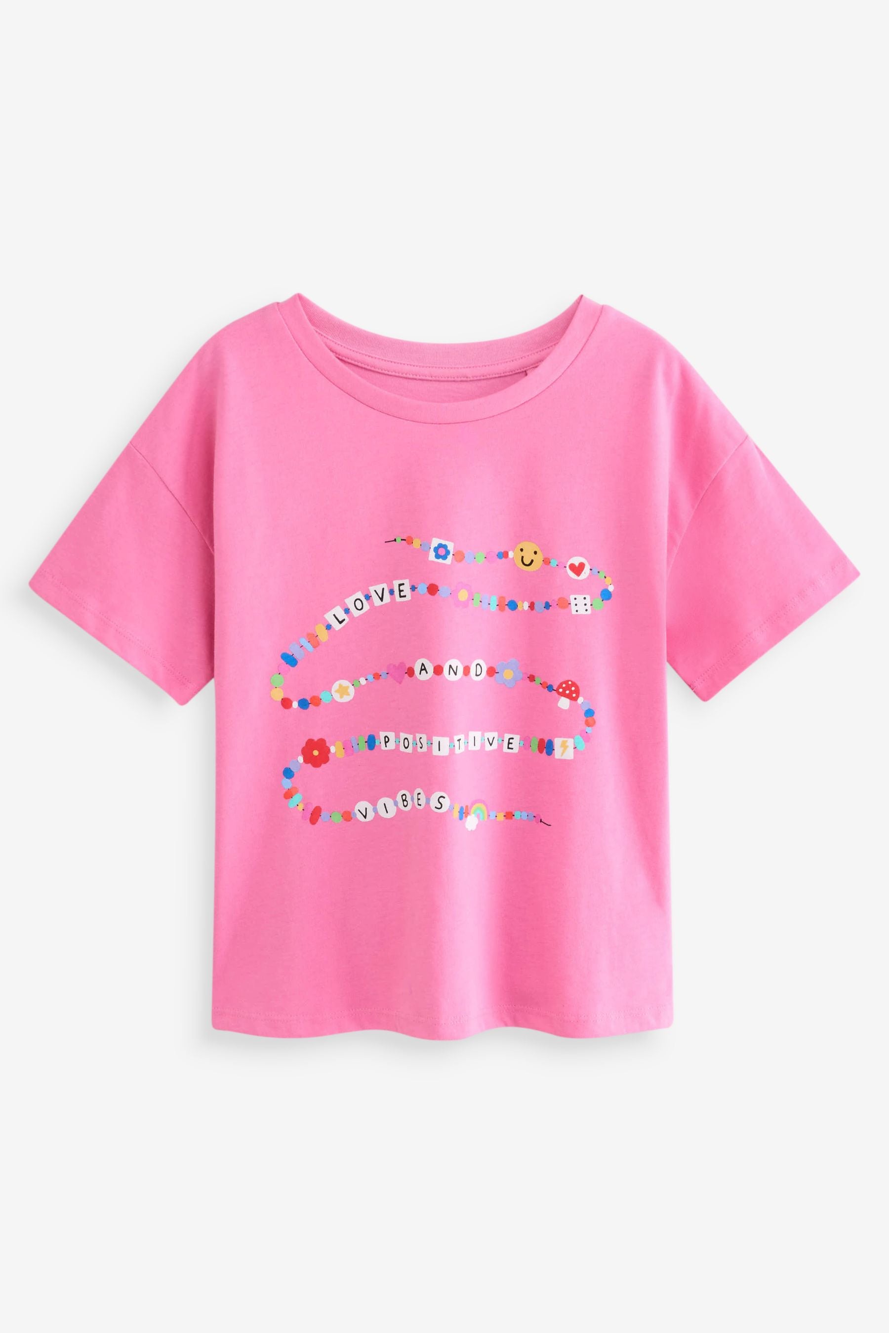 Pink Positive Vibes Graphic T-Shirt (3-16yrs)