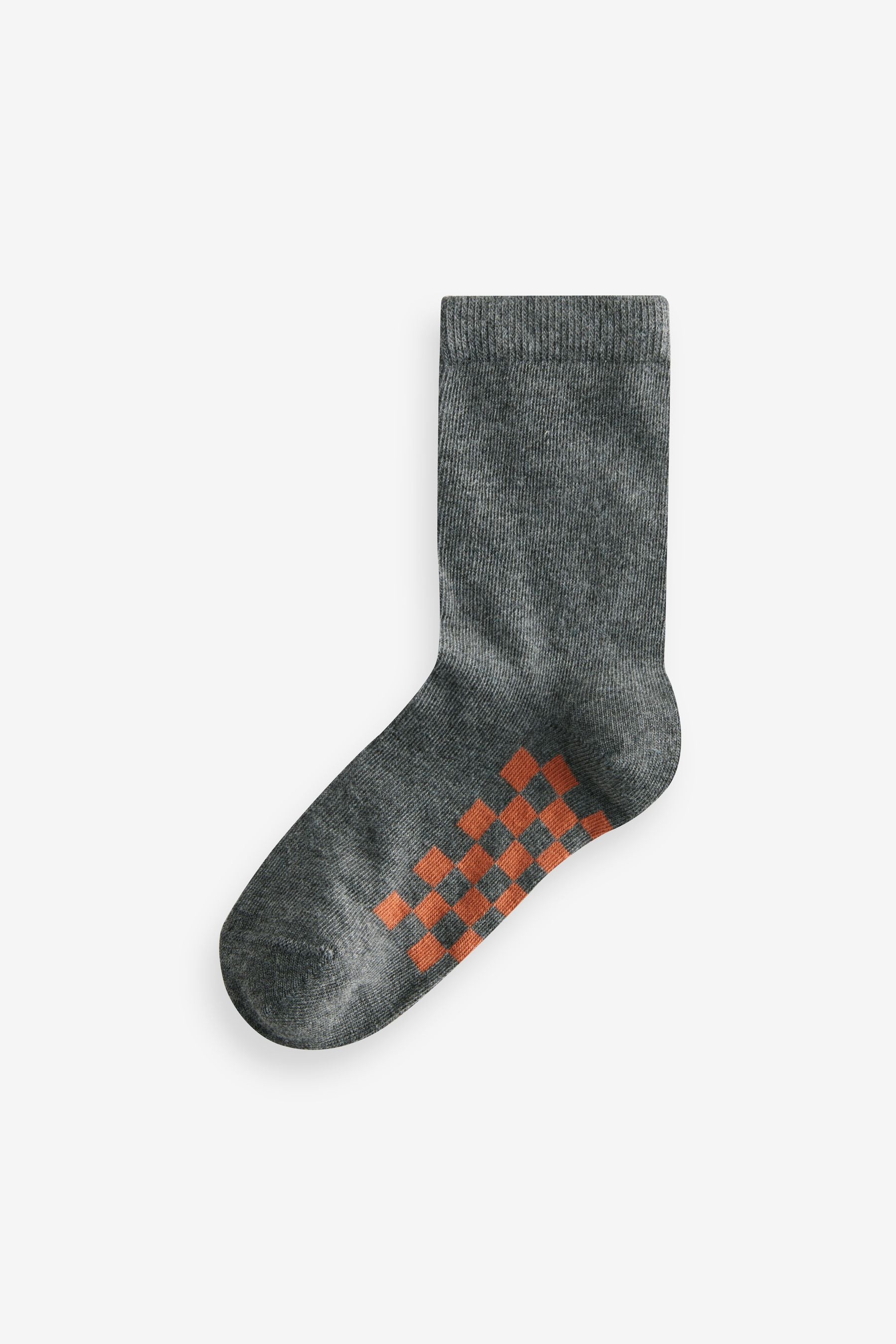 Grey Checkerboard Cotton Rich Socks 7 Pack