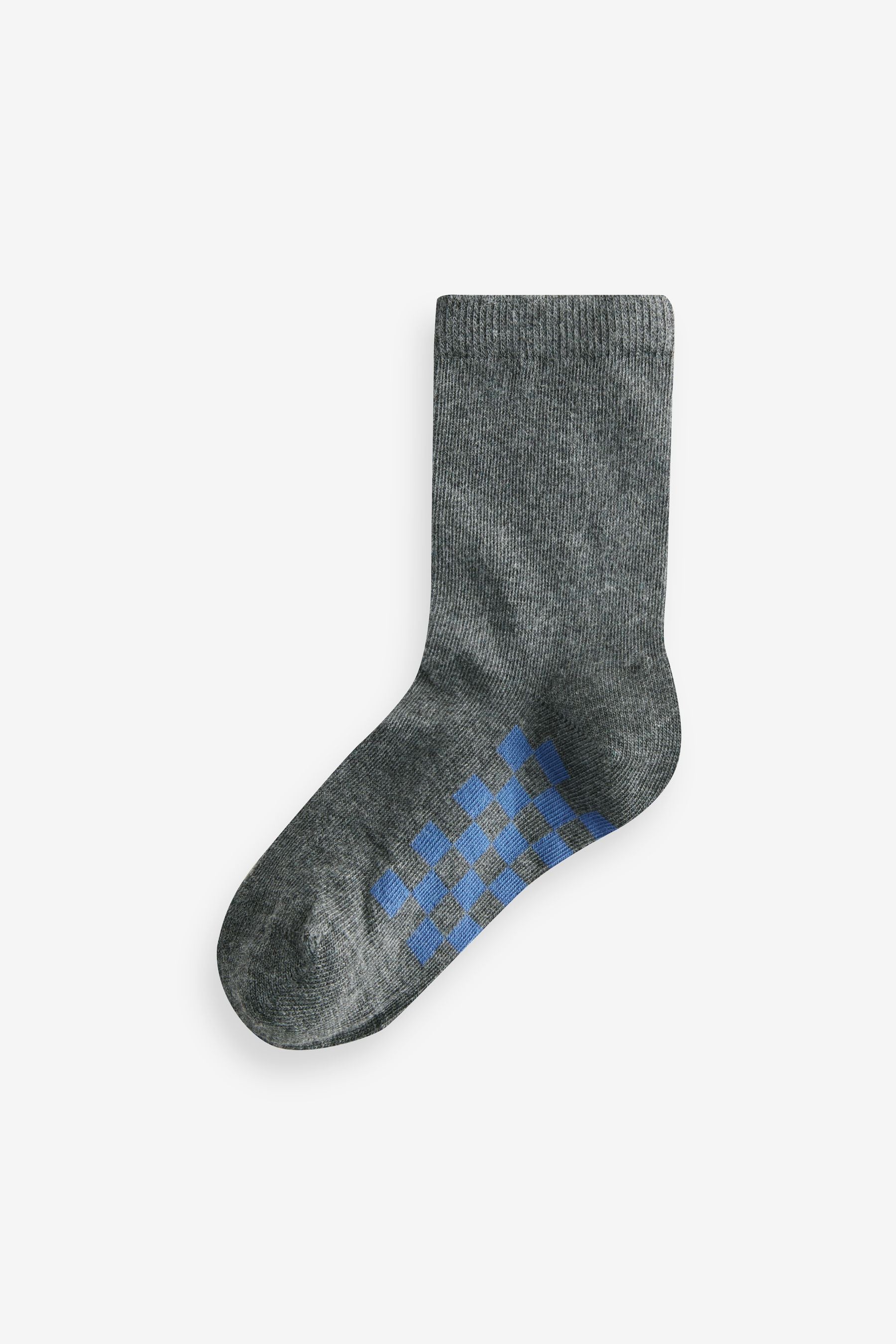 Grey Checkerboard Cotton Rich Socks 7 Pack