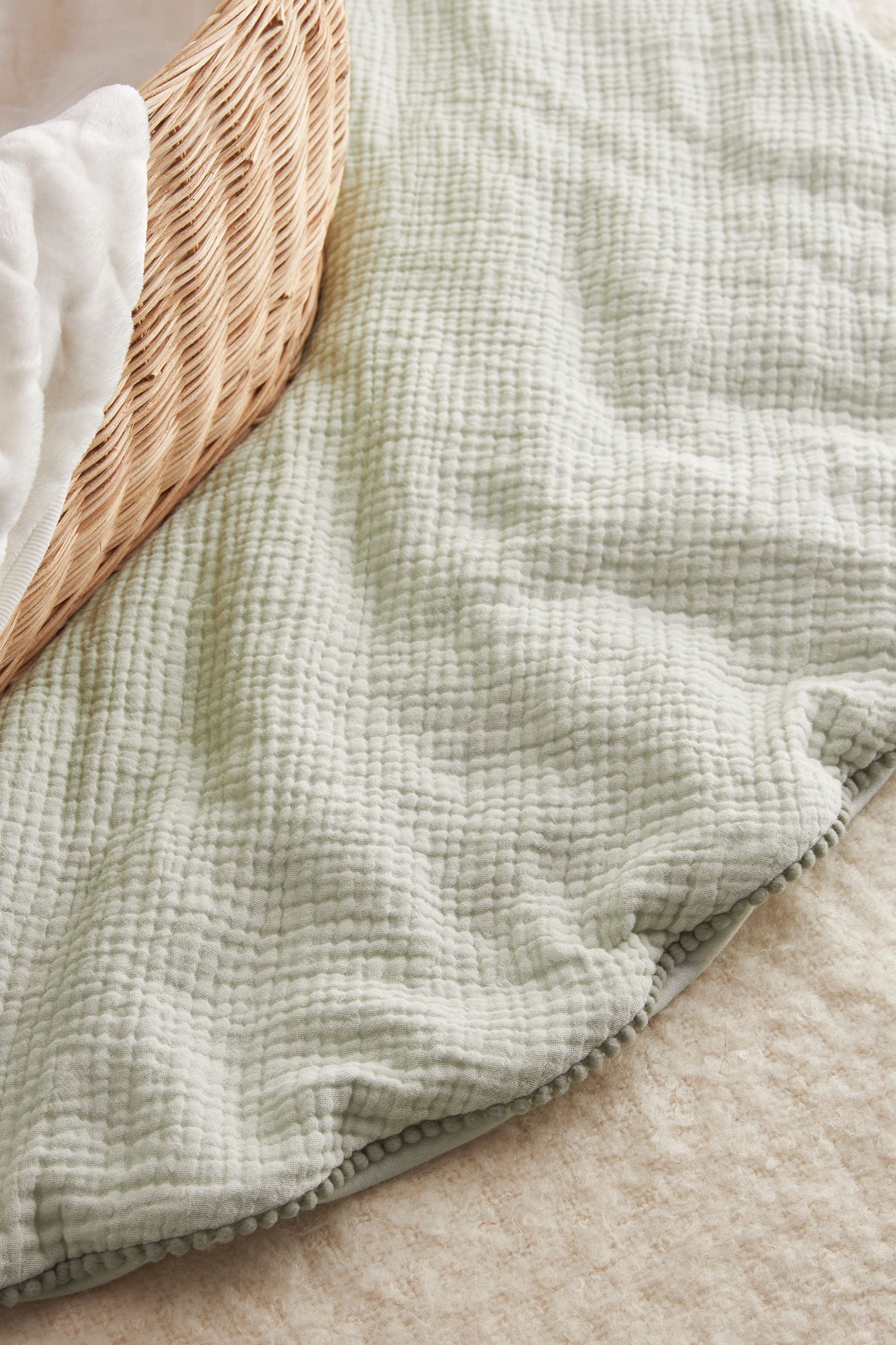 Sage Green Pom Baby Mat