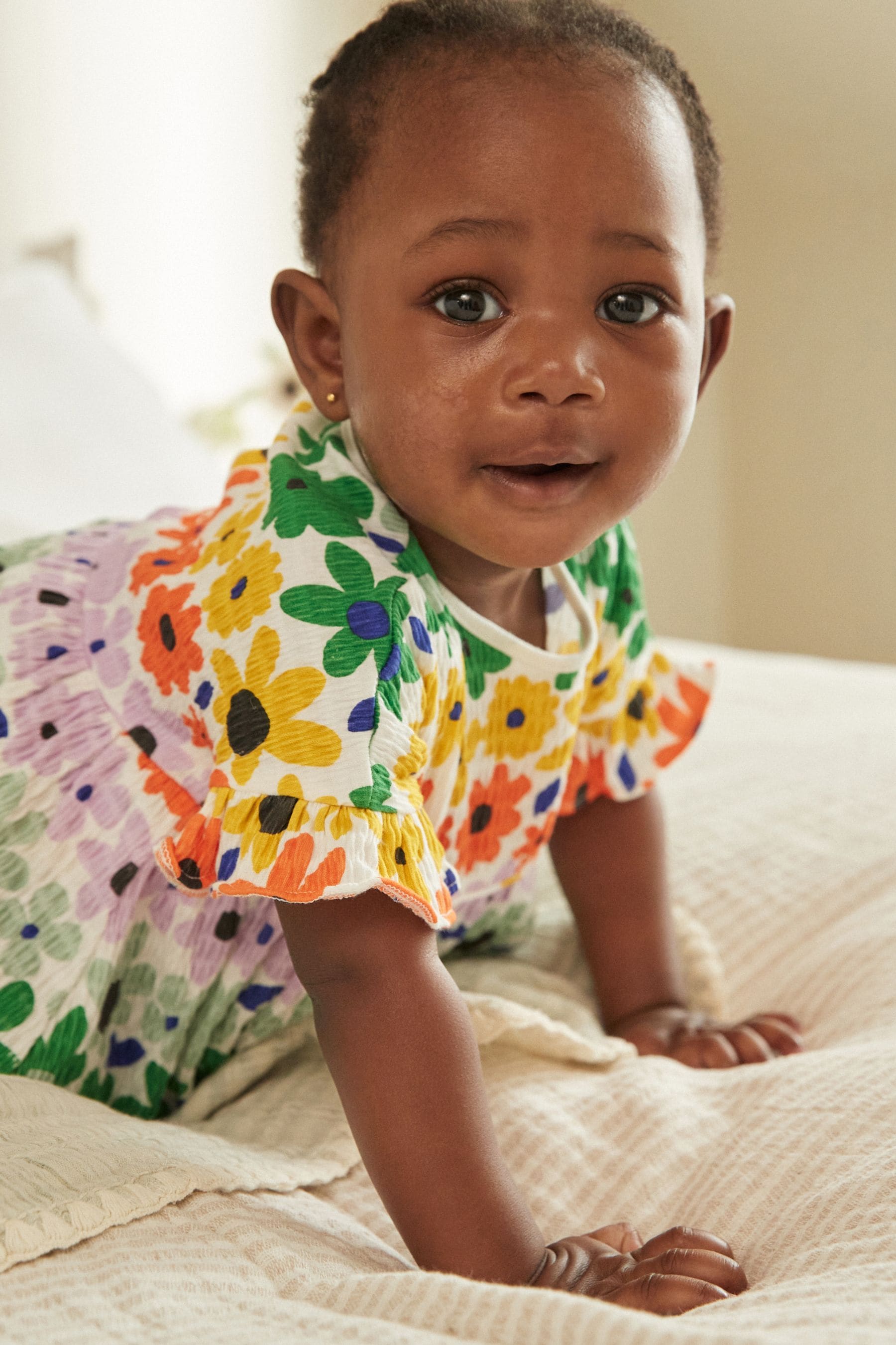 Multi Bright Floral Baby Skirted Romper