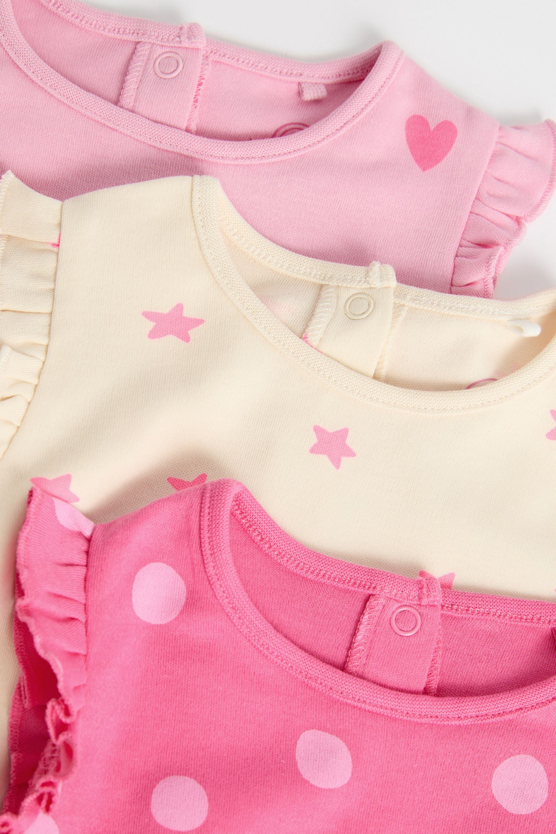 Pink/White Heart Baby Bloomer Rompers 3 Pack