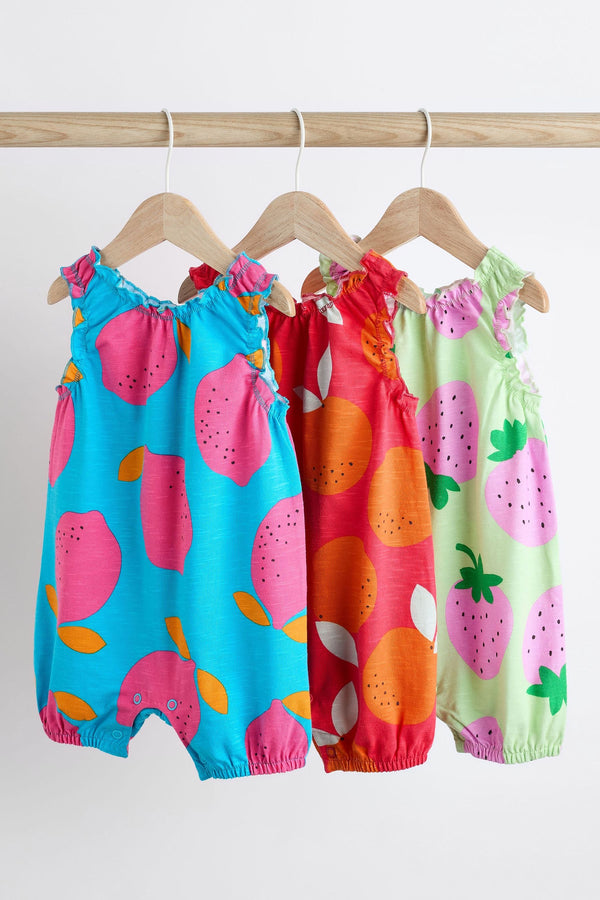 Multi Bright Fruit Baby Vest Rompers 3 Pack