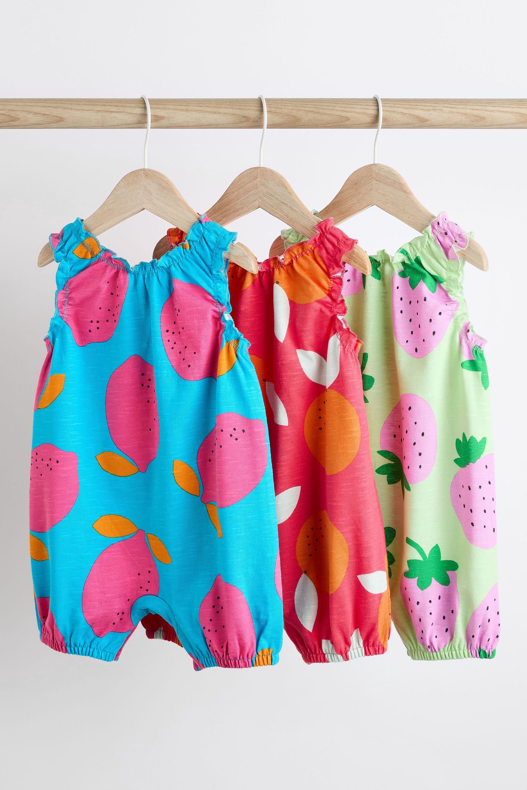 Multi Bright Fruit Baby Vest Rompers 3 Pack