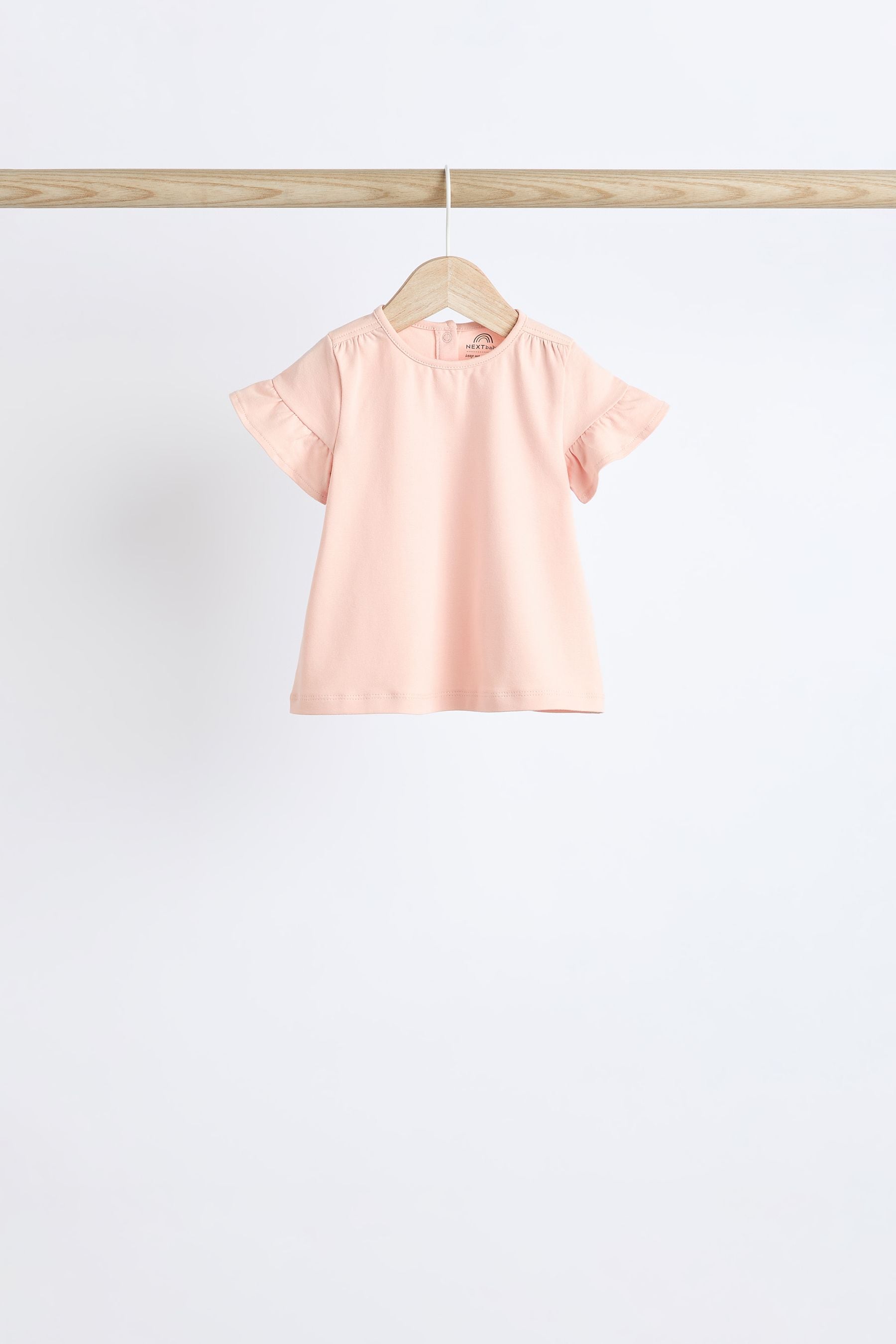 Grey/ Pink Flower Print Baby Short Sleeve Top 4 Pack