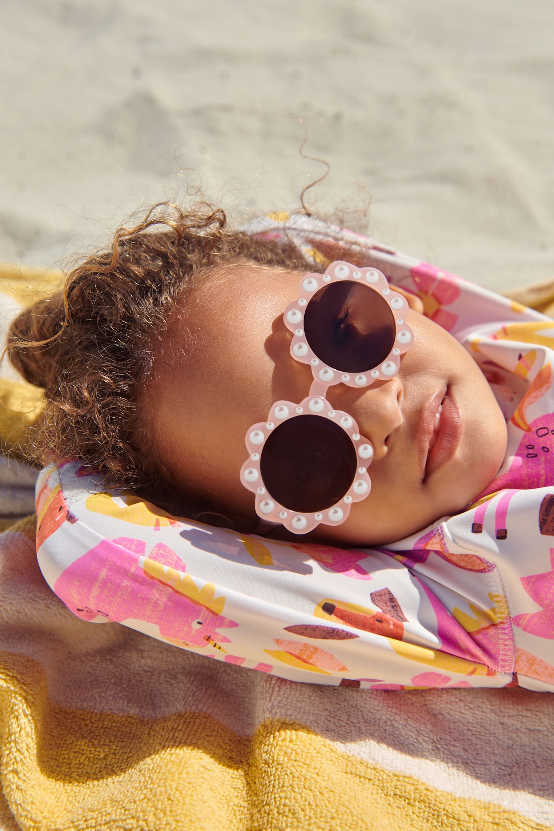 Peach Pink Flower Sunglasses