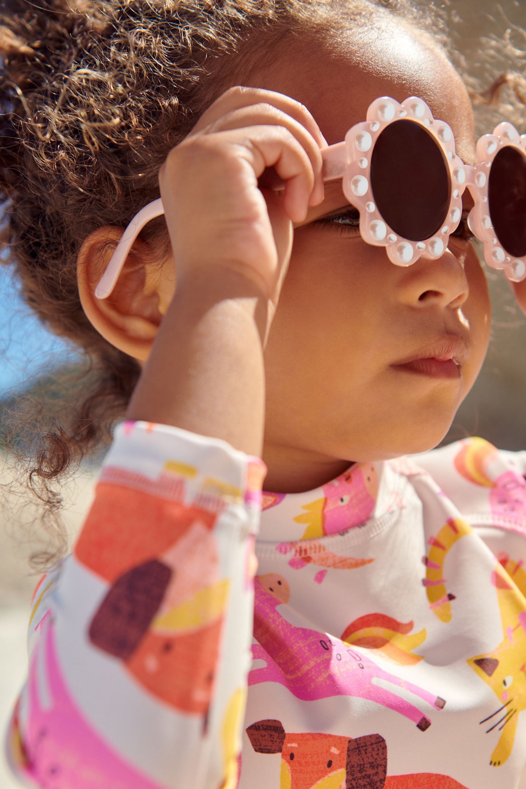 Peach Pink Flower Sunglasses