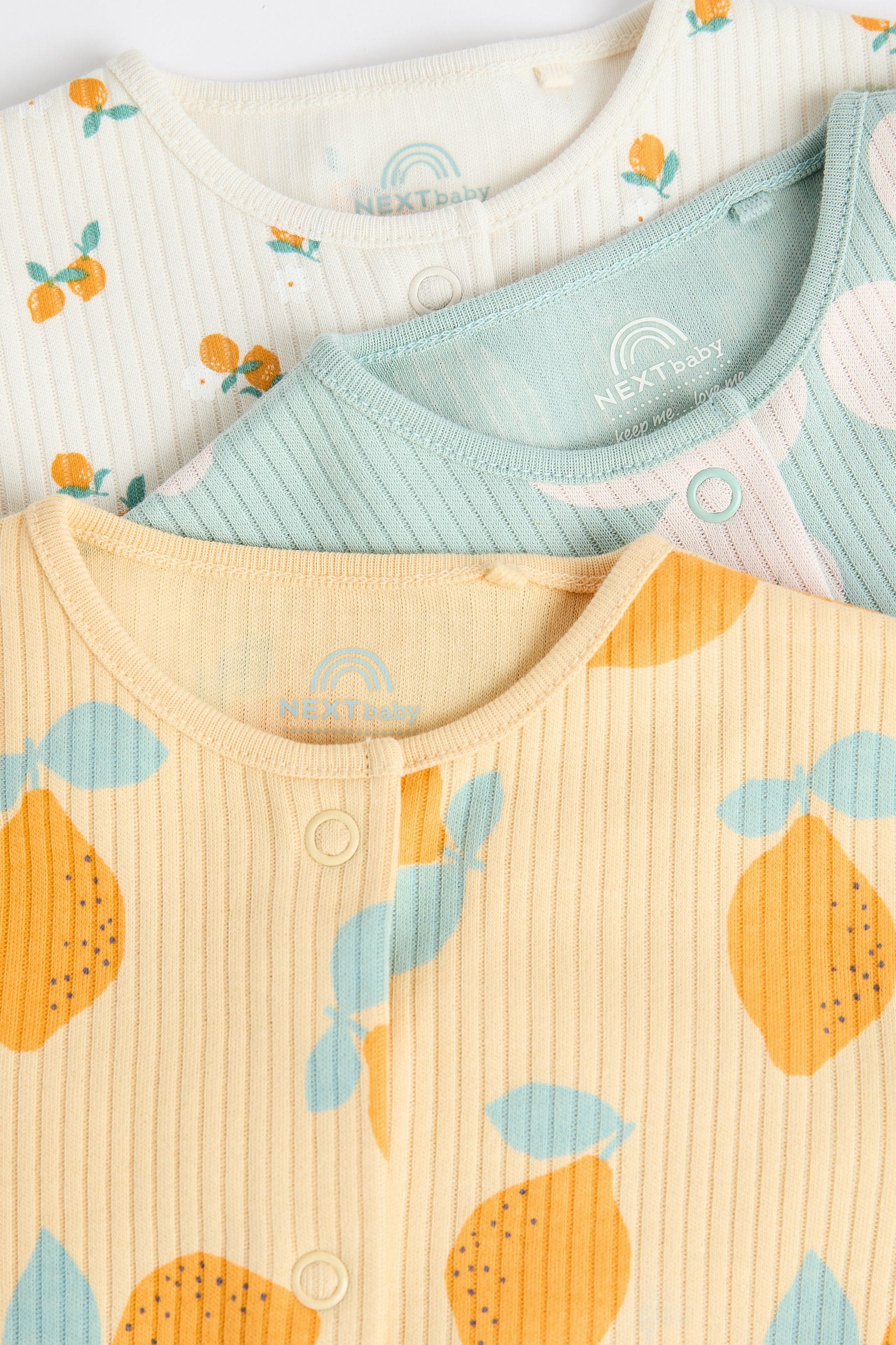 Yellow Baby Printed Footless Sleepsuits 3 Pack (0mths-3yrs)