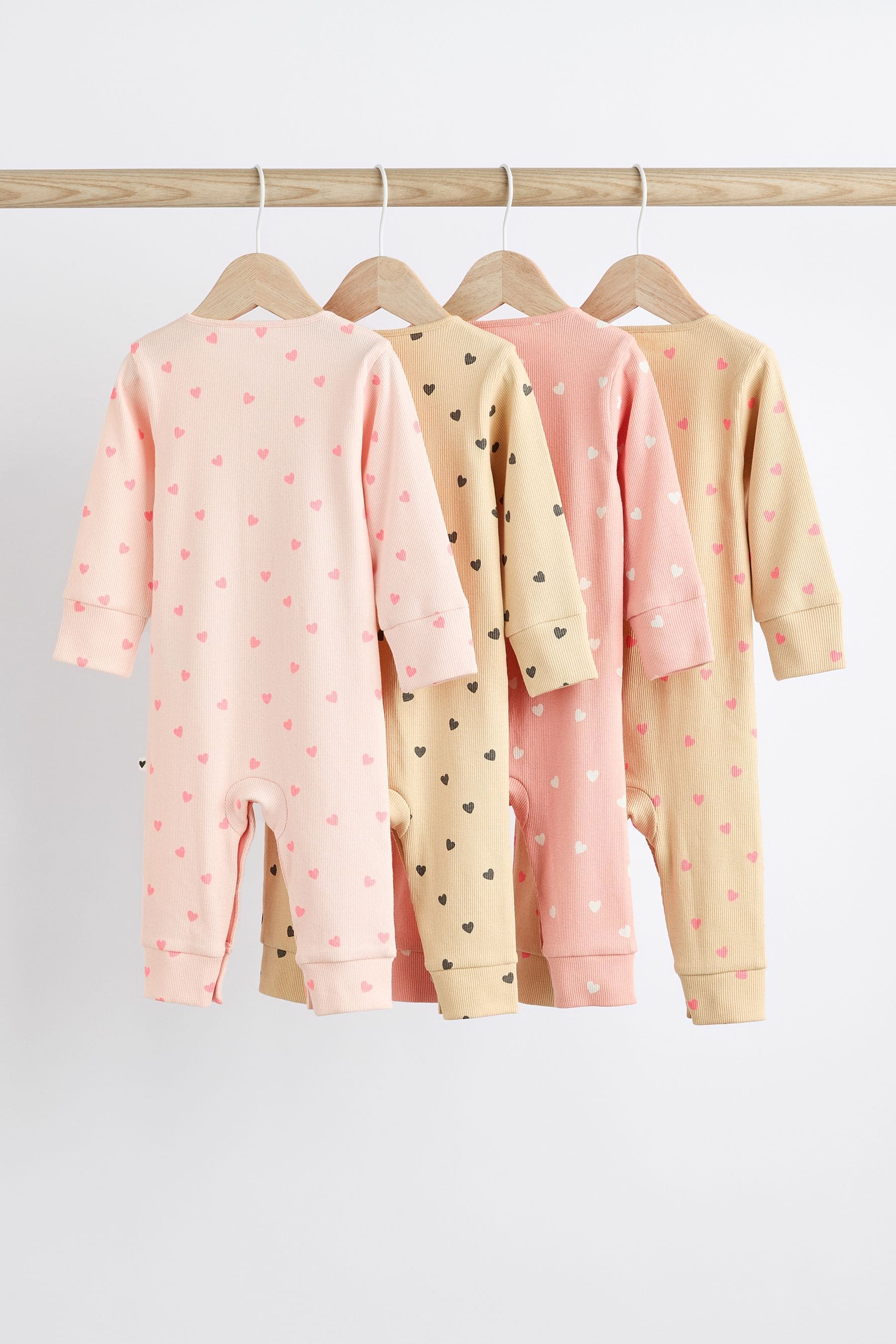 Pink 4 Pack Baby Footless Sleepsuits (0mths-3yrs)