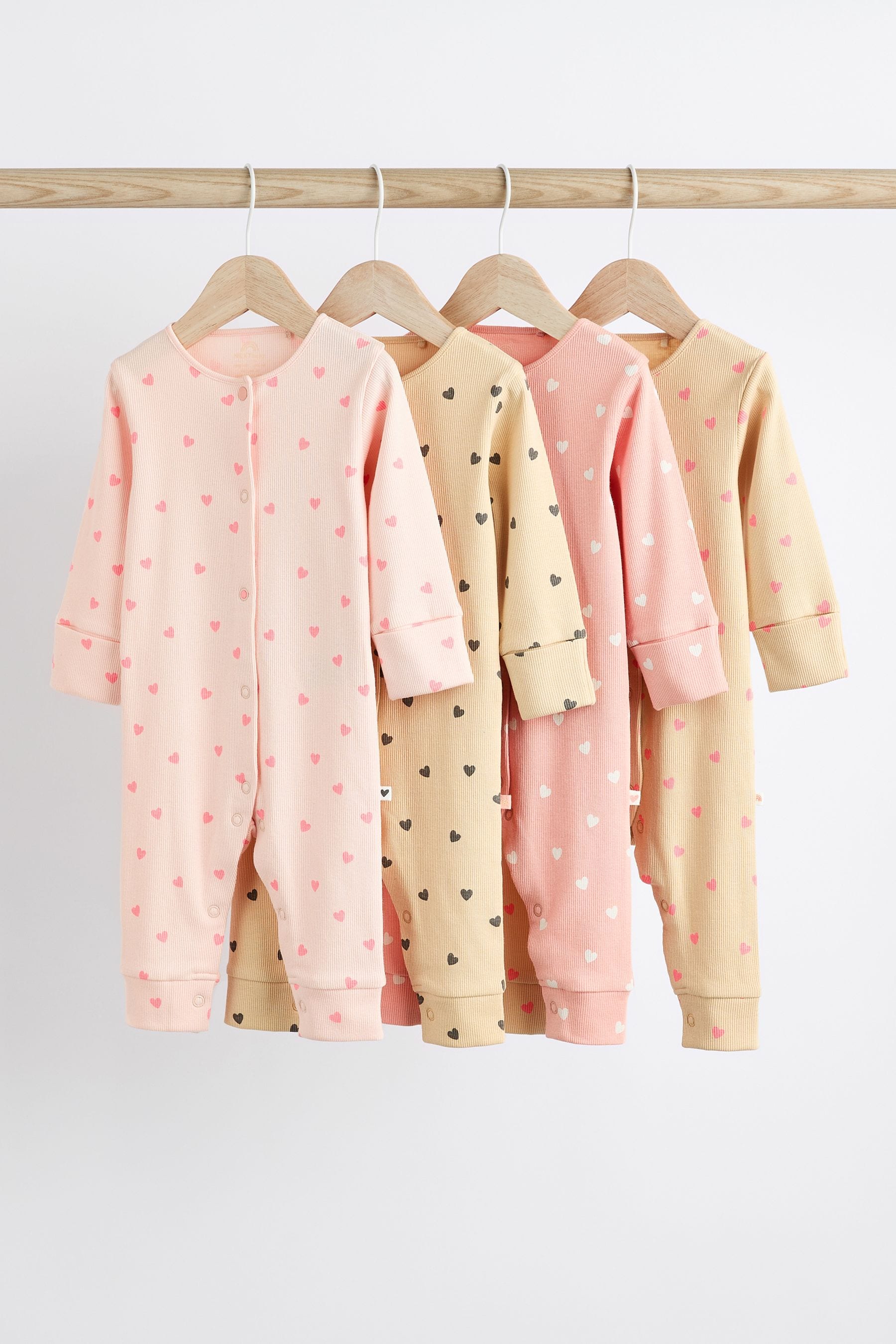 Pink 4 Pack Baby Footless Sleepsuits (0mths-3yrs)