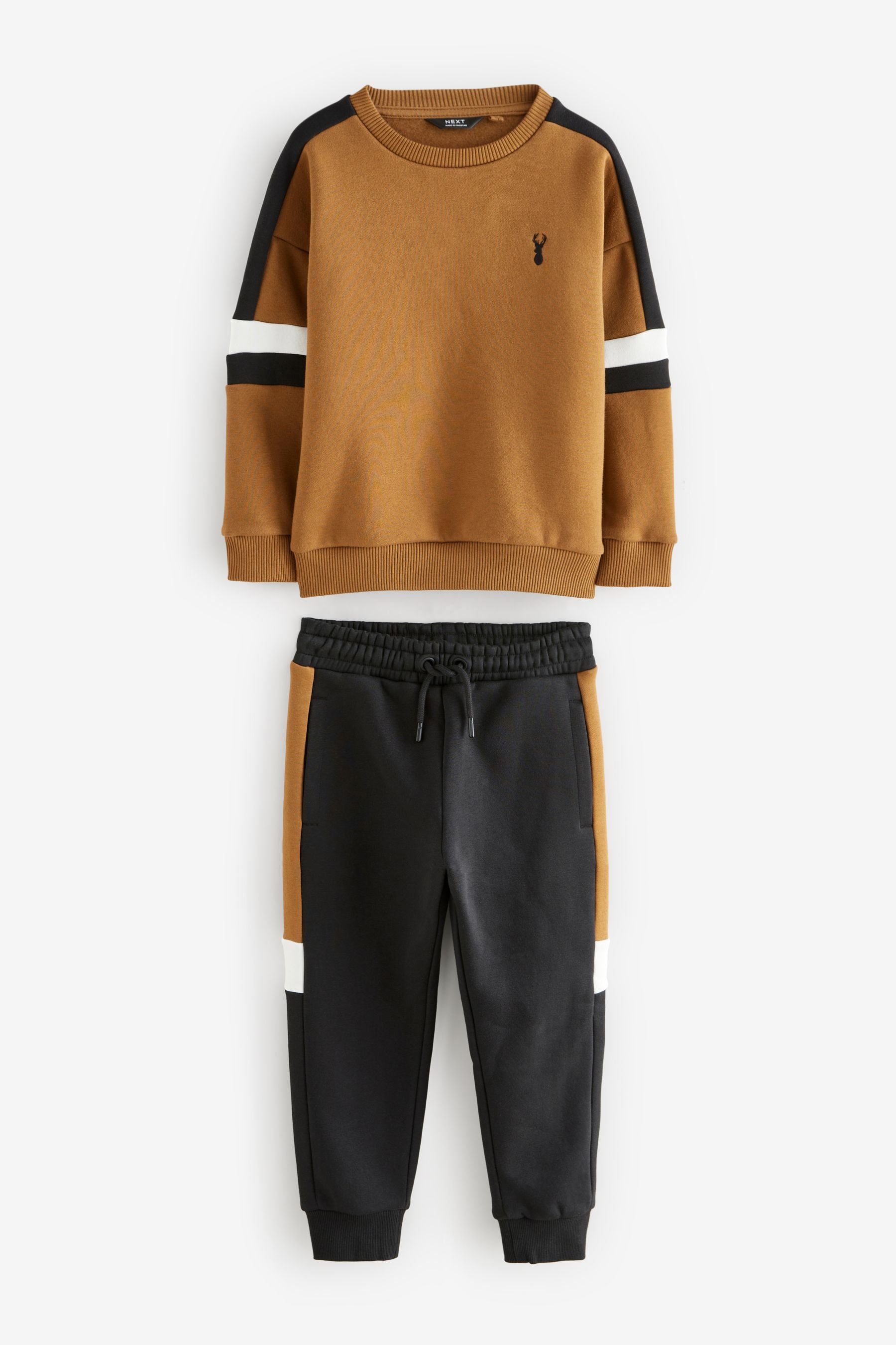 Black Colourblock Crew Neck Sweat and Joggers Set (3-16yrs)